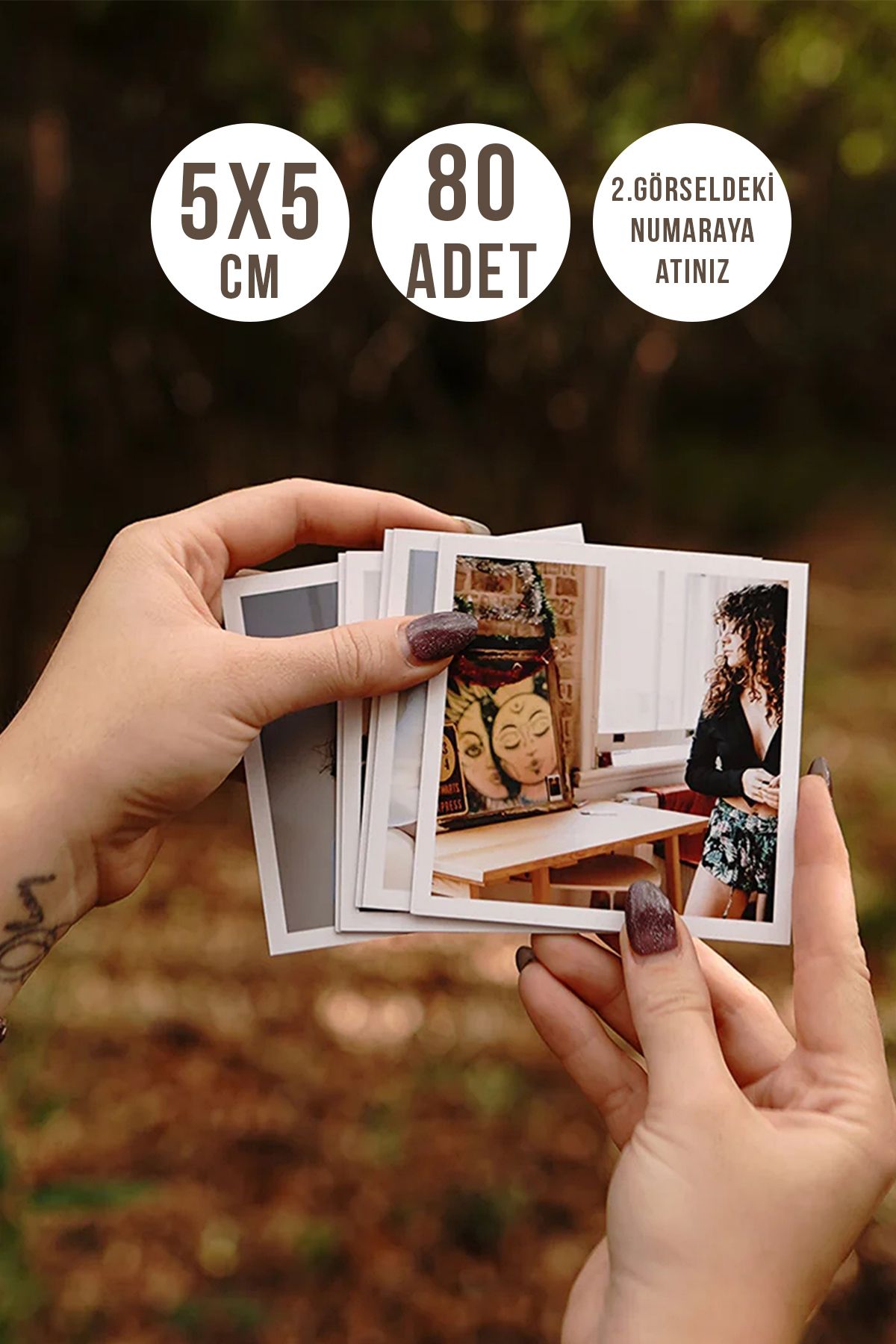 yhfoto 80 Adet 5x5 Fotoğraf Baskı - 5x5 cm Kare Baskı - Polo Kart - Foto Kart *Süper Paket *4X
