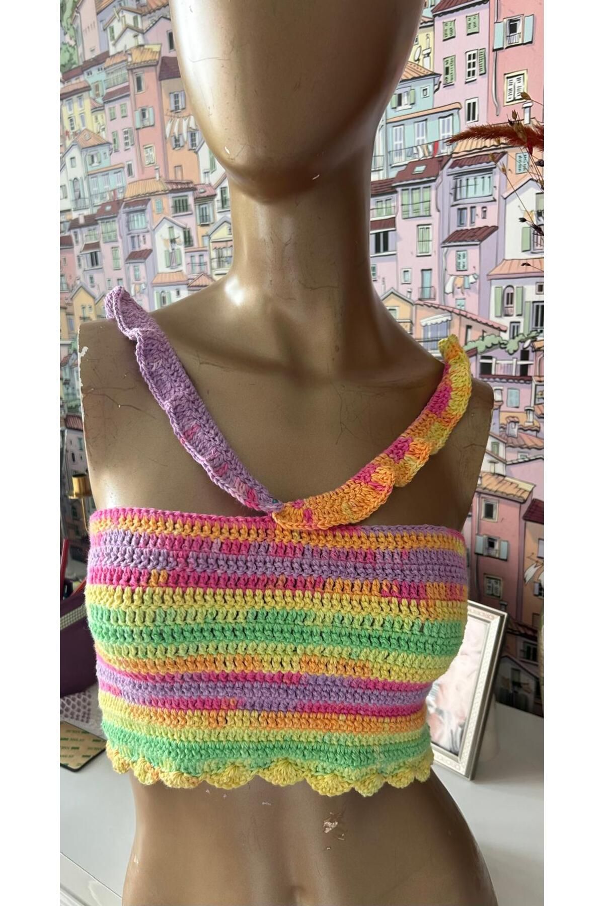 PERA ÖRGÜ SANATI-Hand Knitted Crop Bustier 6