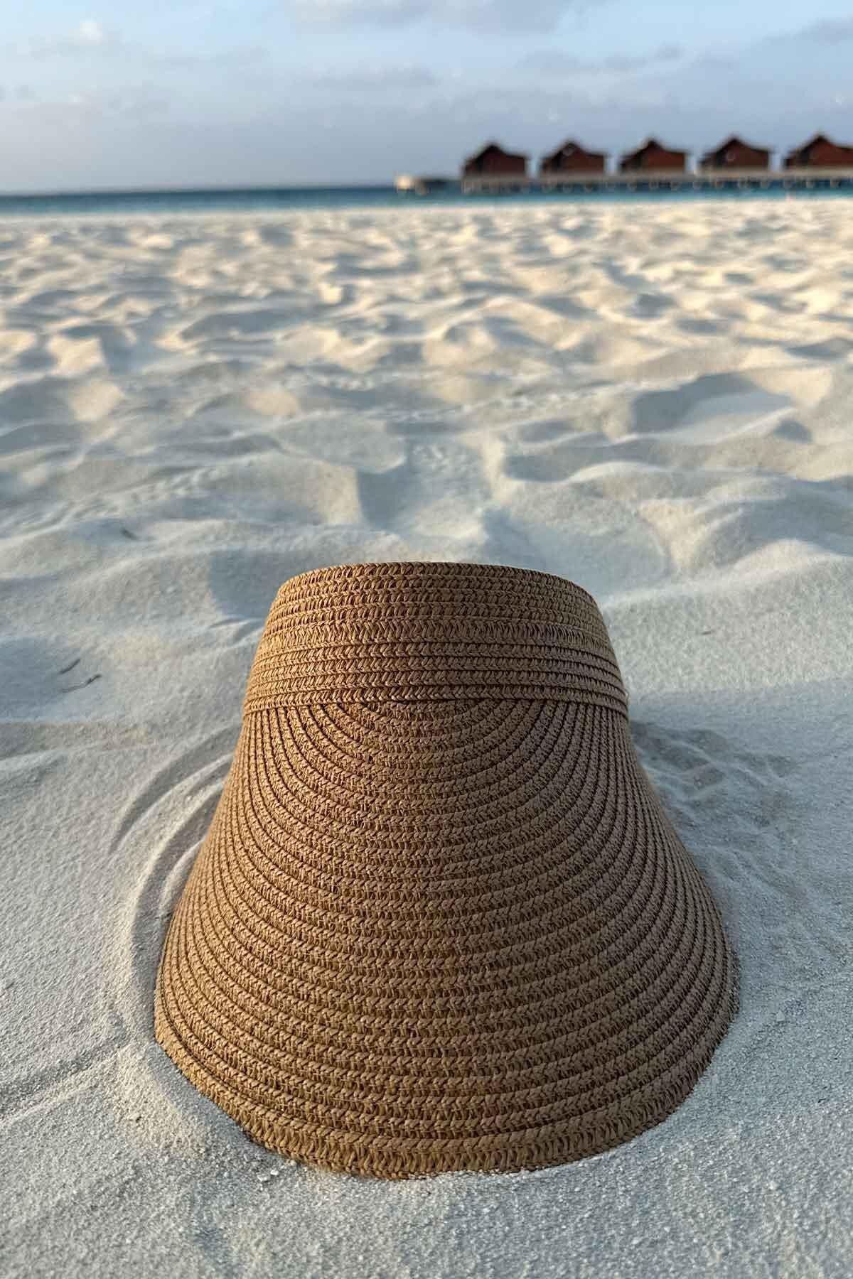 Ka Hijab-Adjustable Straw Visor Hat, Camel Model 1