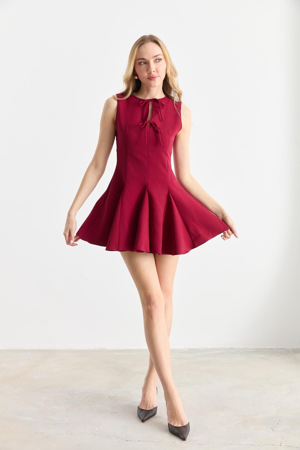 Qutu Butik 0341 Rochie Klos Cu Șanuri În Fata Femeie - M