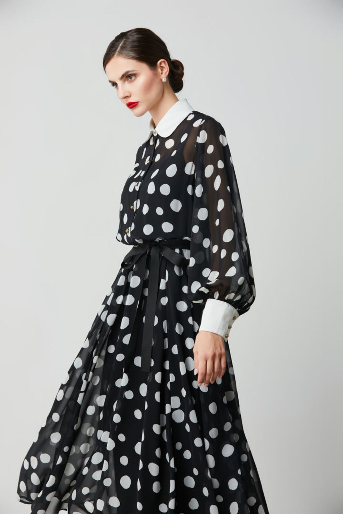 femi9-Polka dot chiffon dress 2