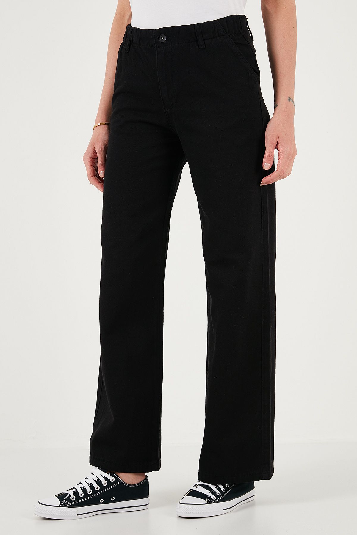 Lela-Cotton Standard Fit High Waist Wide Leg Pants Pants 668Yp5344 4