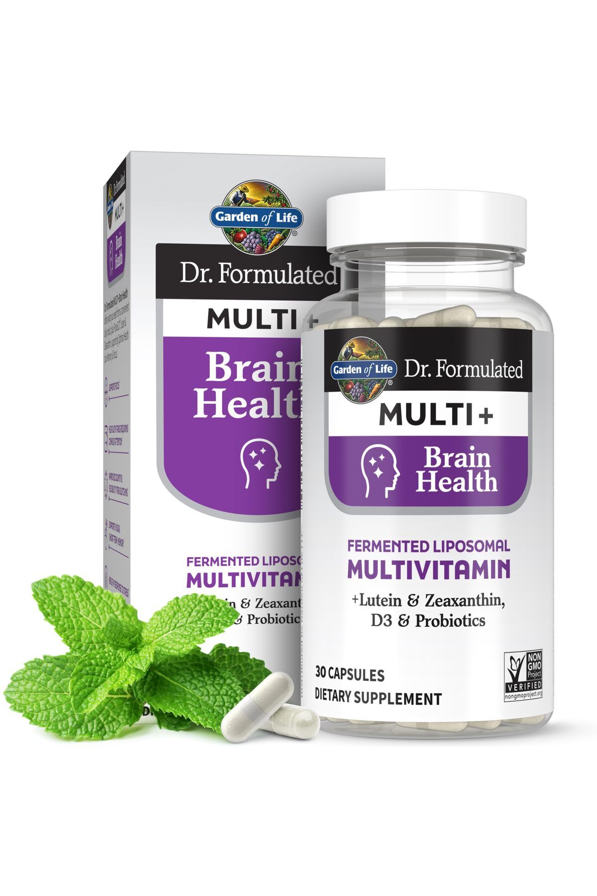 GARDEN OF LIFE-Dr Formulated Brain Health Liposomal Multivitamin with Lutein, Zeaxanthin, D3 & Probiotics - 30 Caps 1