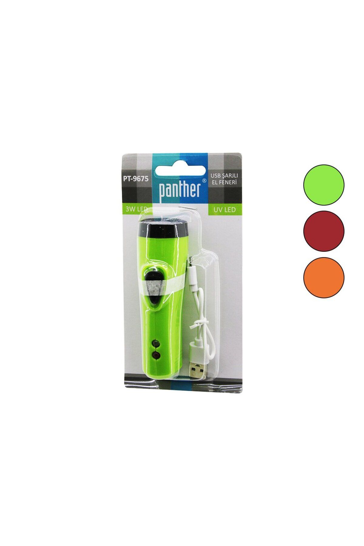demila 2IN1 3W LED - UV LED USB ŞARJLI MİNİ EL FENERİ MAX: 350 LUMEN PT-9675 (4767) - MLA8273-5741