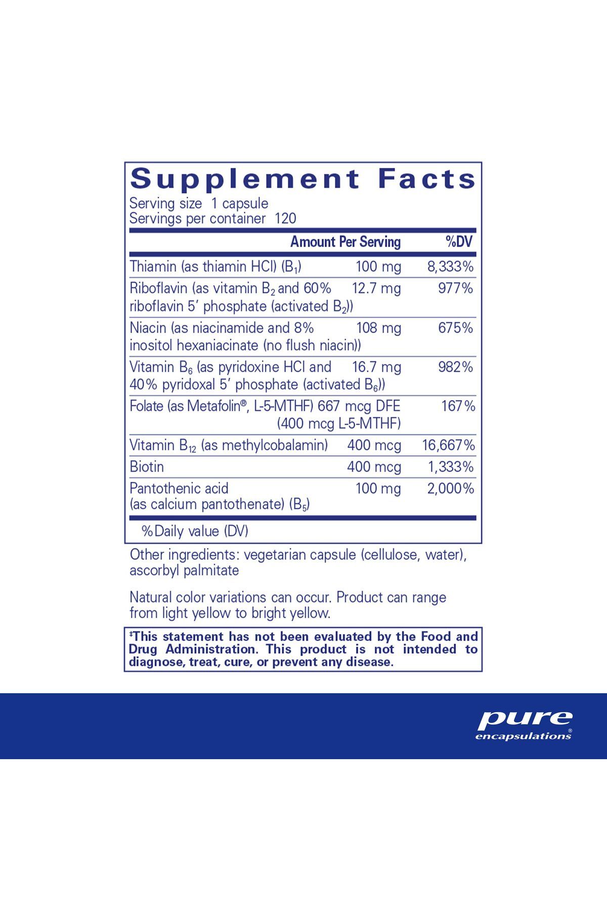 Pure Encapsulations-B-Complex Plus - B Vitamins for Neurological, Energy & Nervous Support - 120 Capsules 2