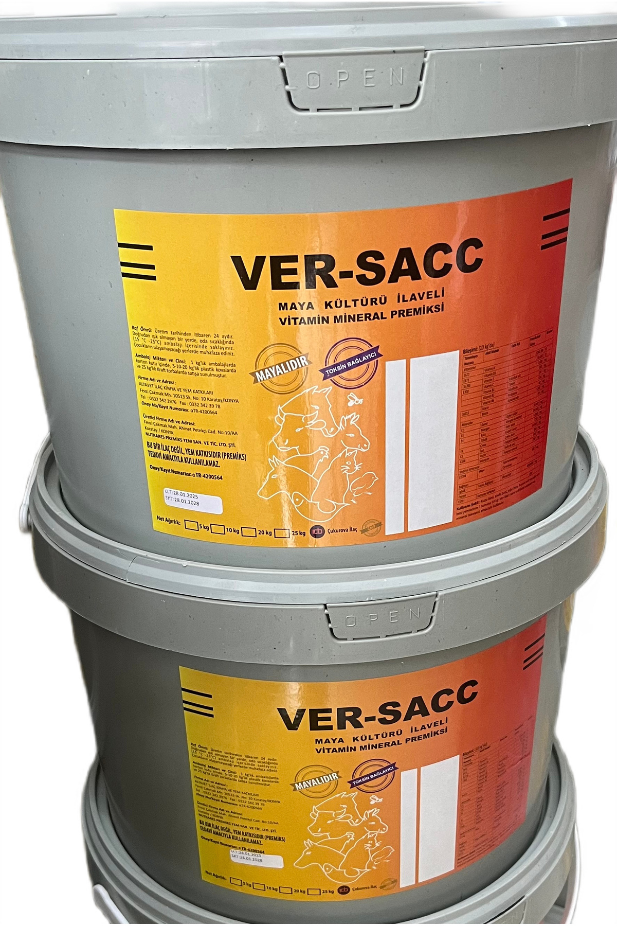 Ber vet pet Ver-sacc 20kg büyükbaş küçükbaş yem katkısı vitamin mineral premiksi ekstra maya ve toksin bağlayıcı