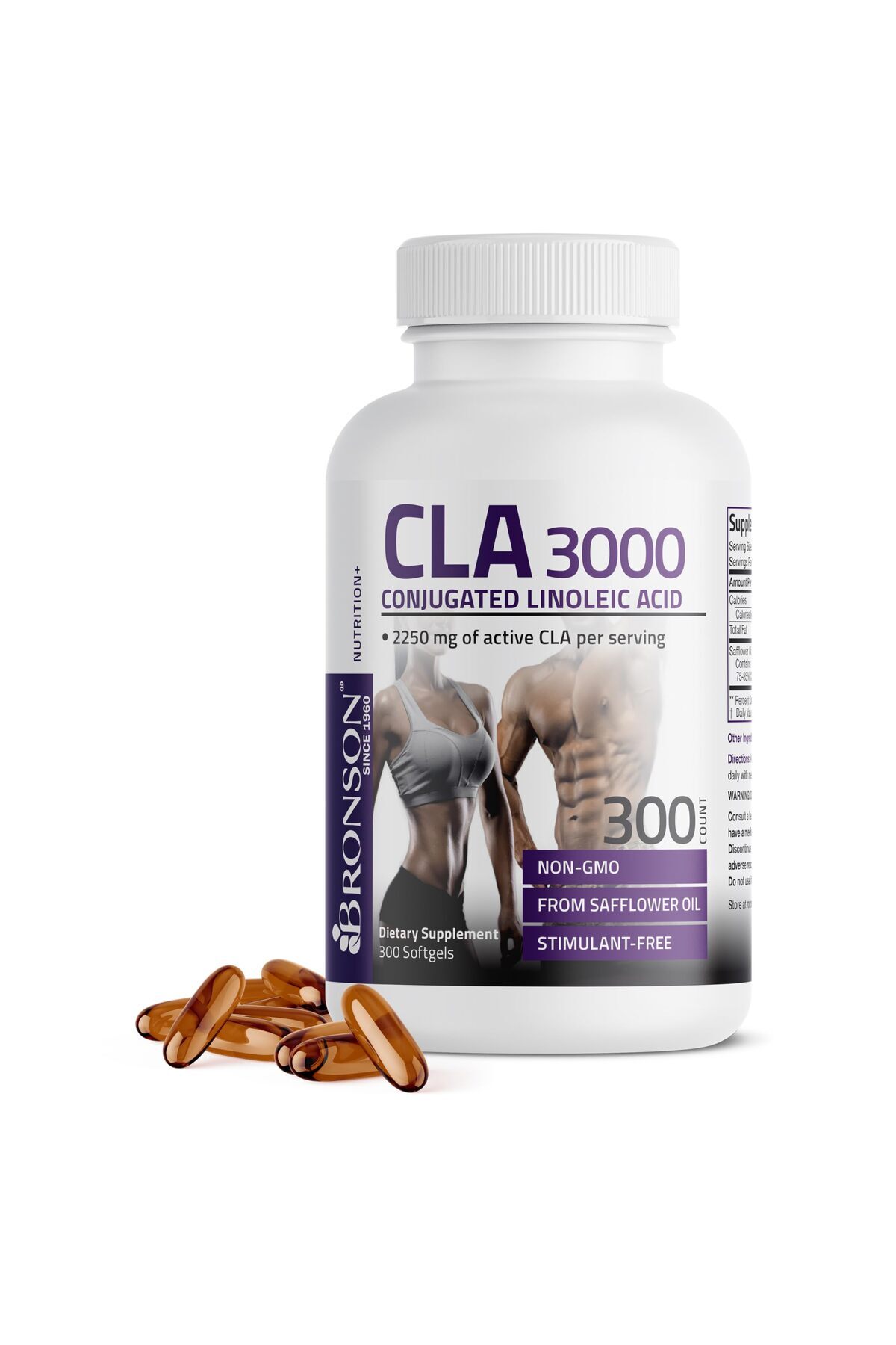 Bronson-CLA 3000 High Potency for Weight Management & Lean Muscle, Non-Stimulating, 300 Softgels 1