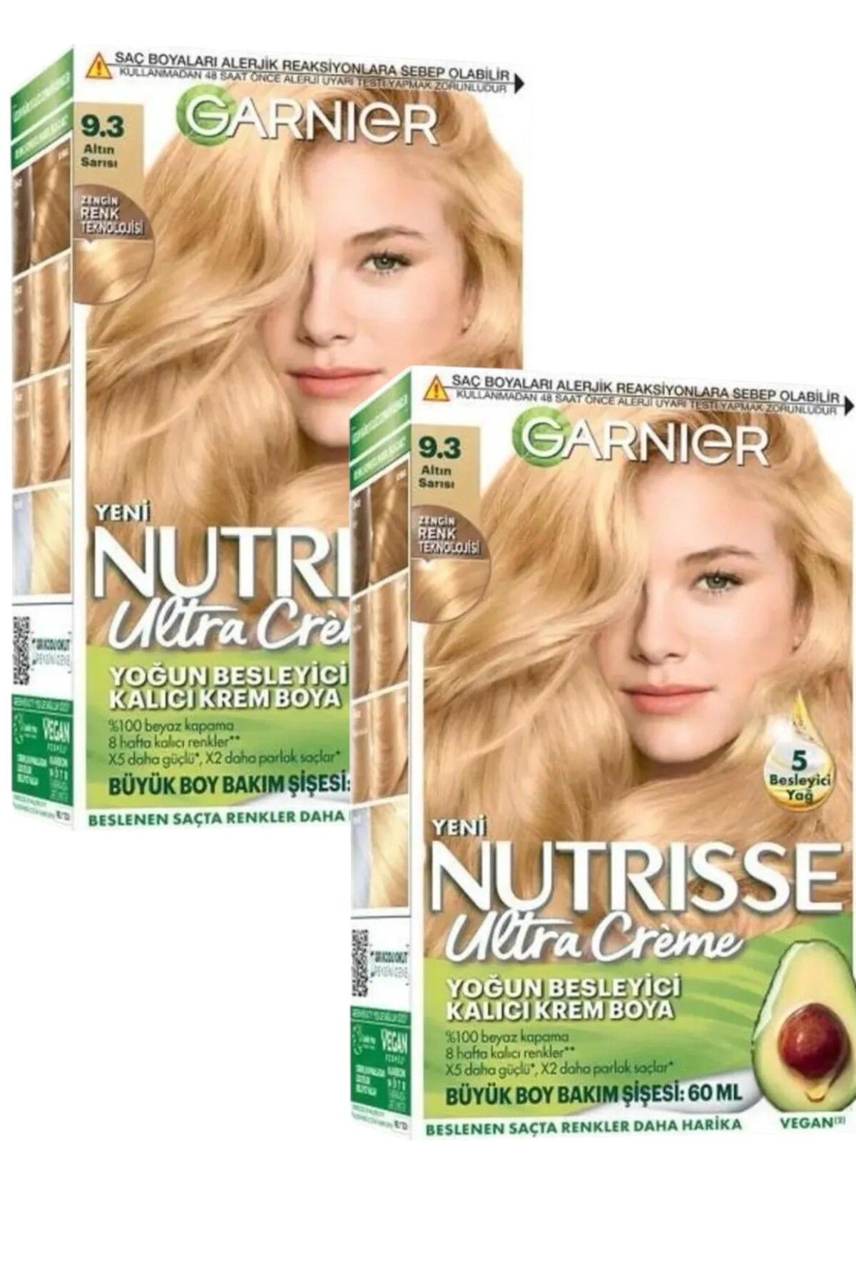 Garnier Nutrisse Yoğun Besleyici Kalıcı Krem Saç Boyası 9.3 Altın Sarısı 2 Adet