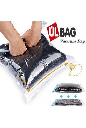 ÜLBAG 3'lü Vakumlu Seyahat Kamp Poşet Seti - Çorap, Yastık, Nevresim, Havlu, ...