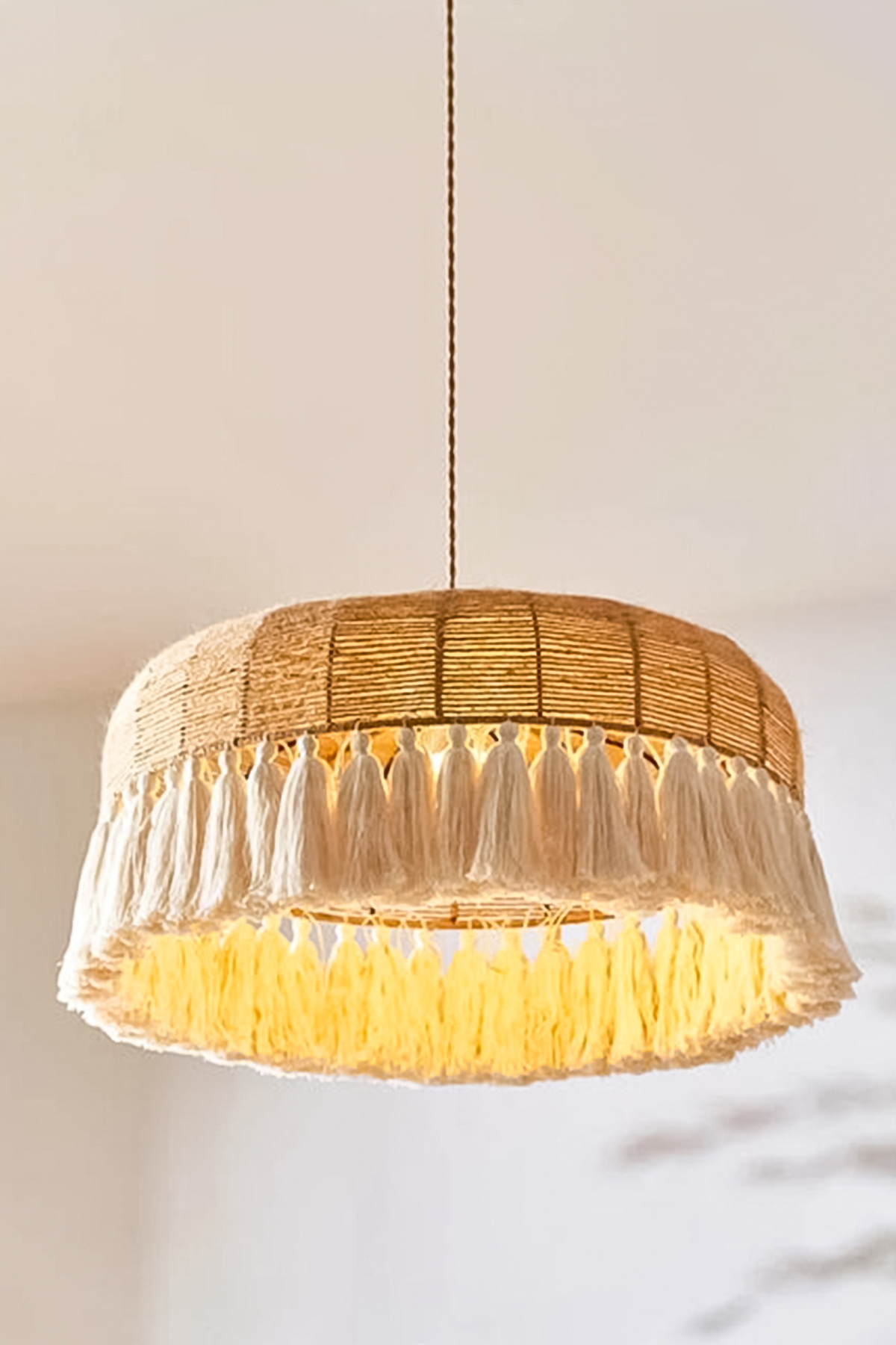 NYLife-Wicker and Macrame Bohemian Rustic Conical Tassel Special Design Chandelier 4