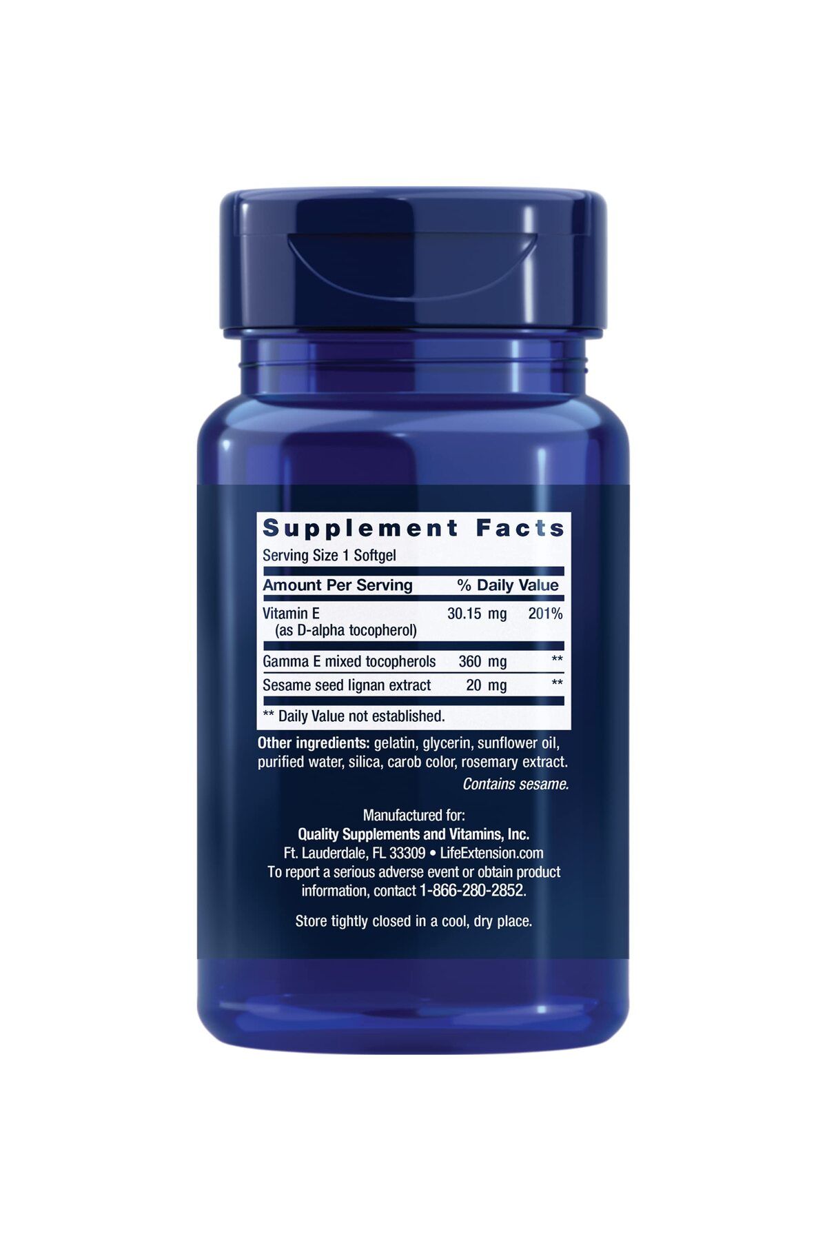 Life Extension-Gamma E Mixed Tocopherols, Vitamin E with Sesame Lignans, Gluten-Free, Non-GMO, 60 Softgels 2