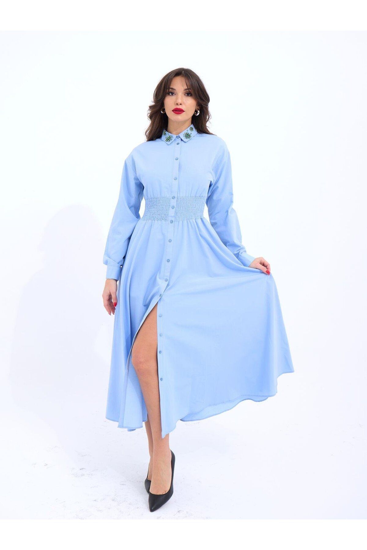 Simala-6849 Model Blue Dress 1