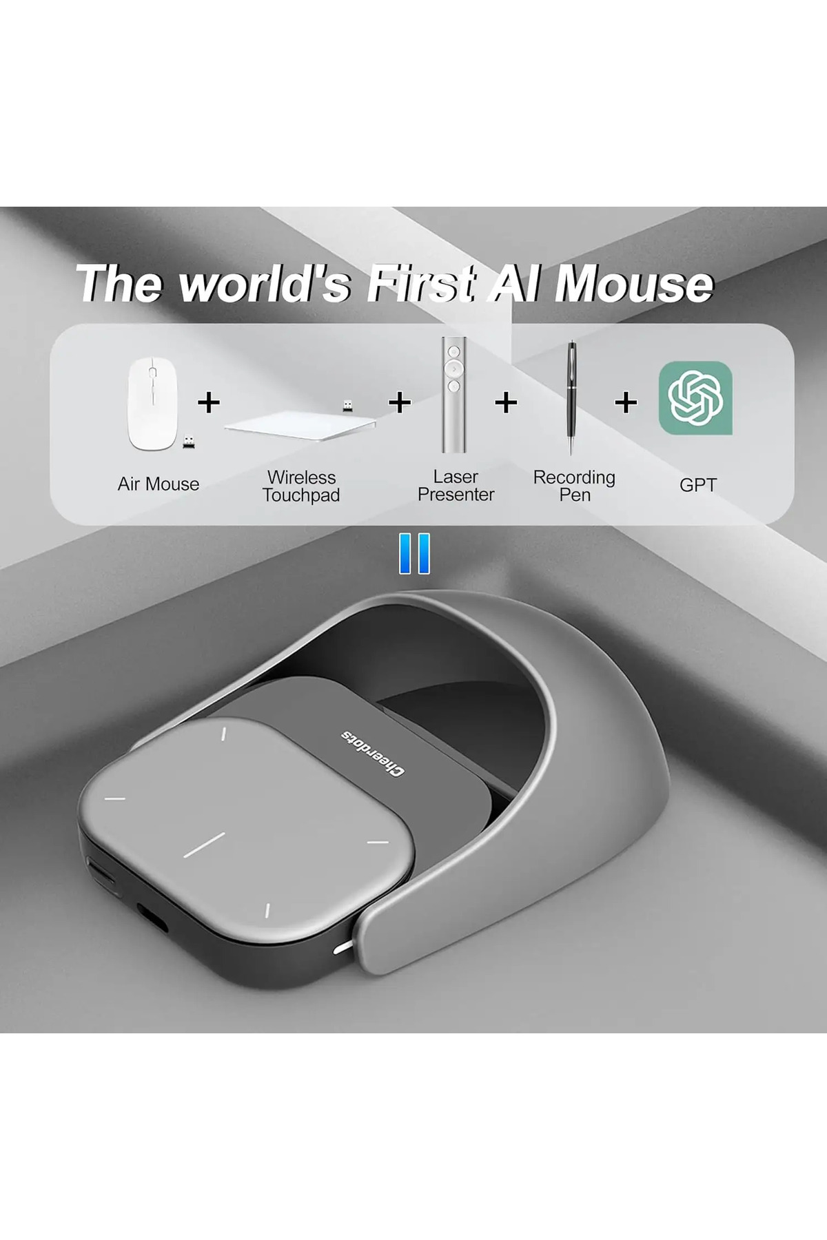 Kensa AI Destekli Kayıt Mouse | Akıllı Ses Kayıt & Lazer Pointer Tek Tuşla Ses Kaydı & AI Transkripsiyon