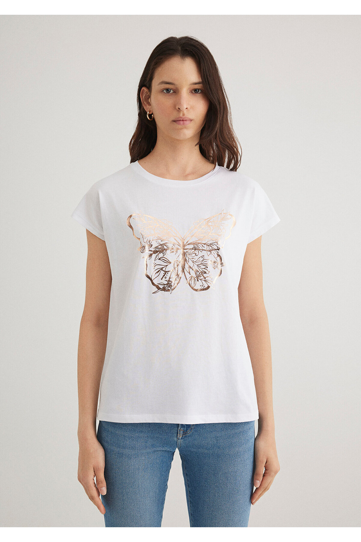 Mavi-Butterfly Printed White T-Shirt Regular Fit 1613023 -620 3