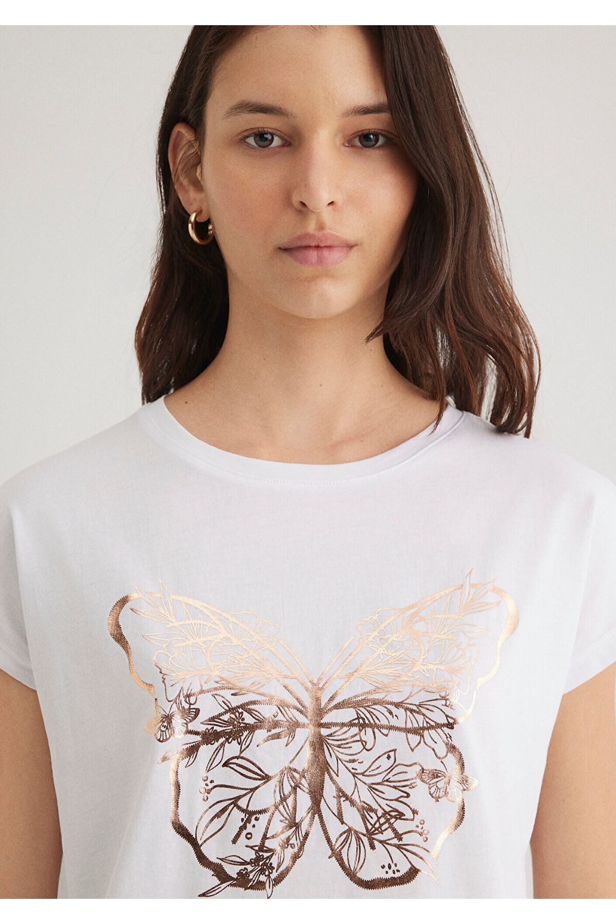 Mavi-Butterfly Printed White T-Shirt Regular Fit 1613023 -620 5