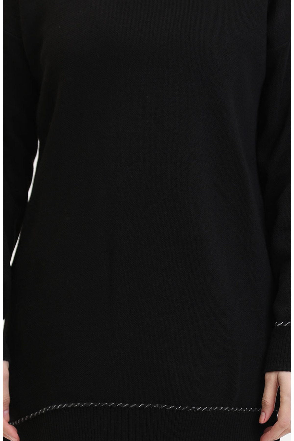 sefamerve-Striped Knitwear Suit 3085-03 Black 4