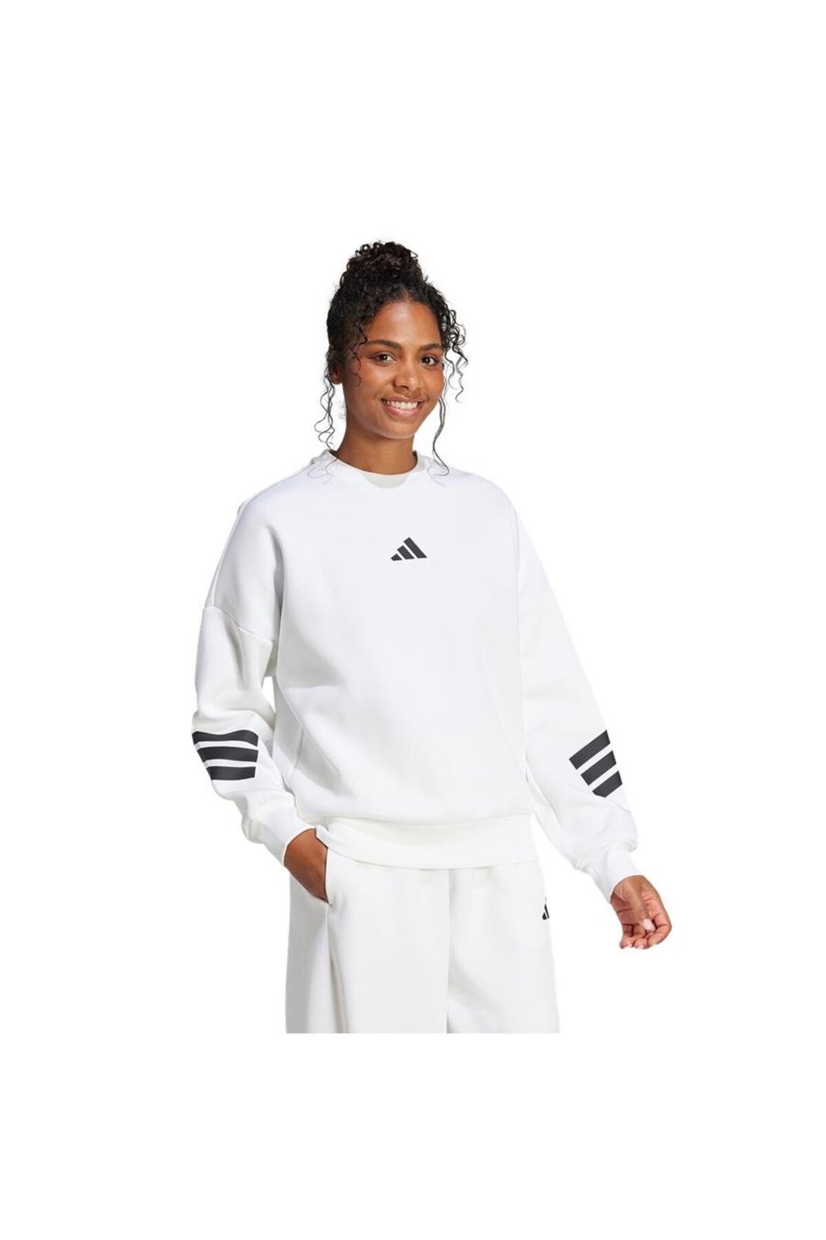 adidas-Hanorac alb pentru femei (YARANCI KAYAL) W Fi 3s Swt Je0204 3