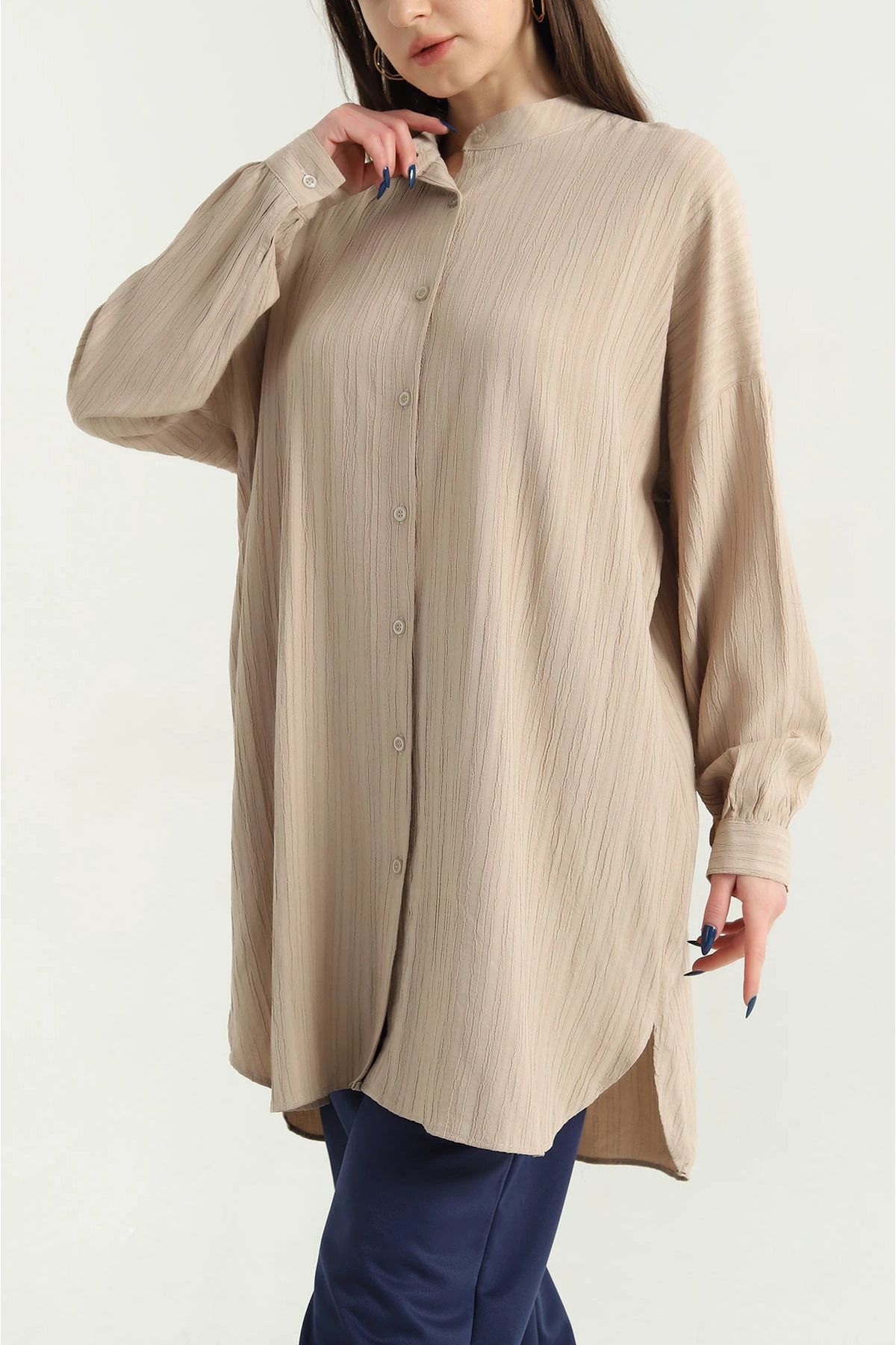 vuvutasarım-New Season Stone Judge Collar Soft Woven Shirt Tunic 2