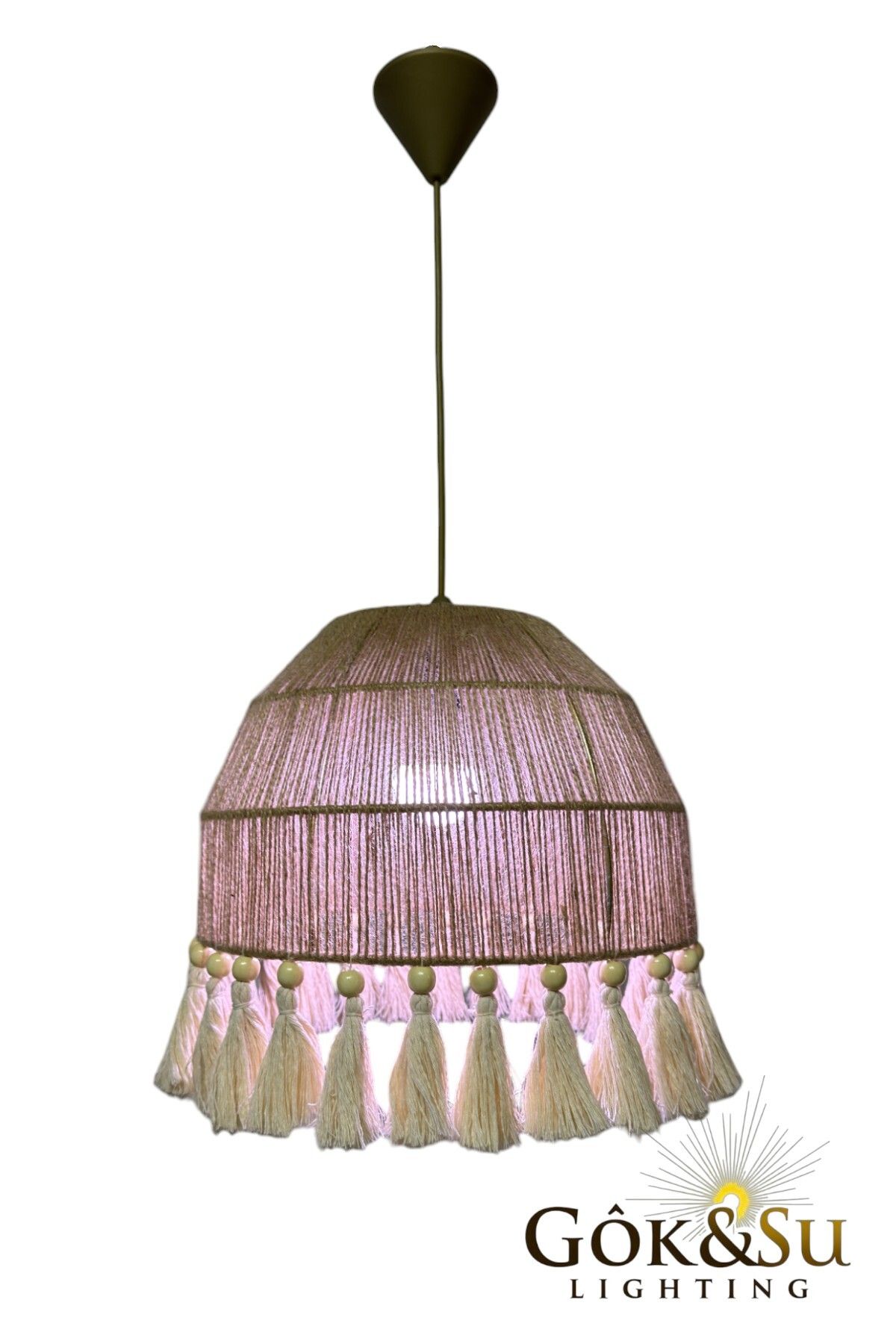 Göksu Lighting-Thin Jute Chandelier - Rustic, Bohemian, Wicker, Macrame and Tassel Chandelier 5