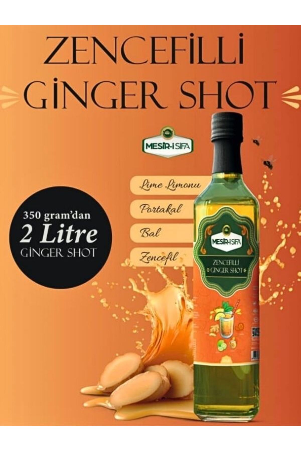 aleyna baharat Ginger Shot, Portakal, Limon, Bal Içeren Doğal Karışım Zencefil Shot 350 gr