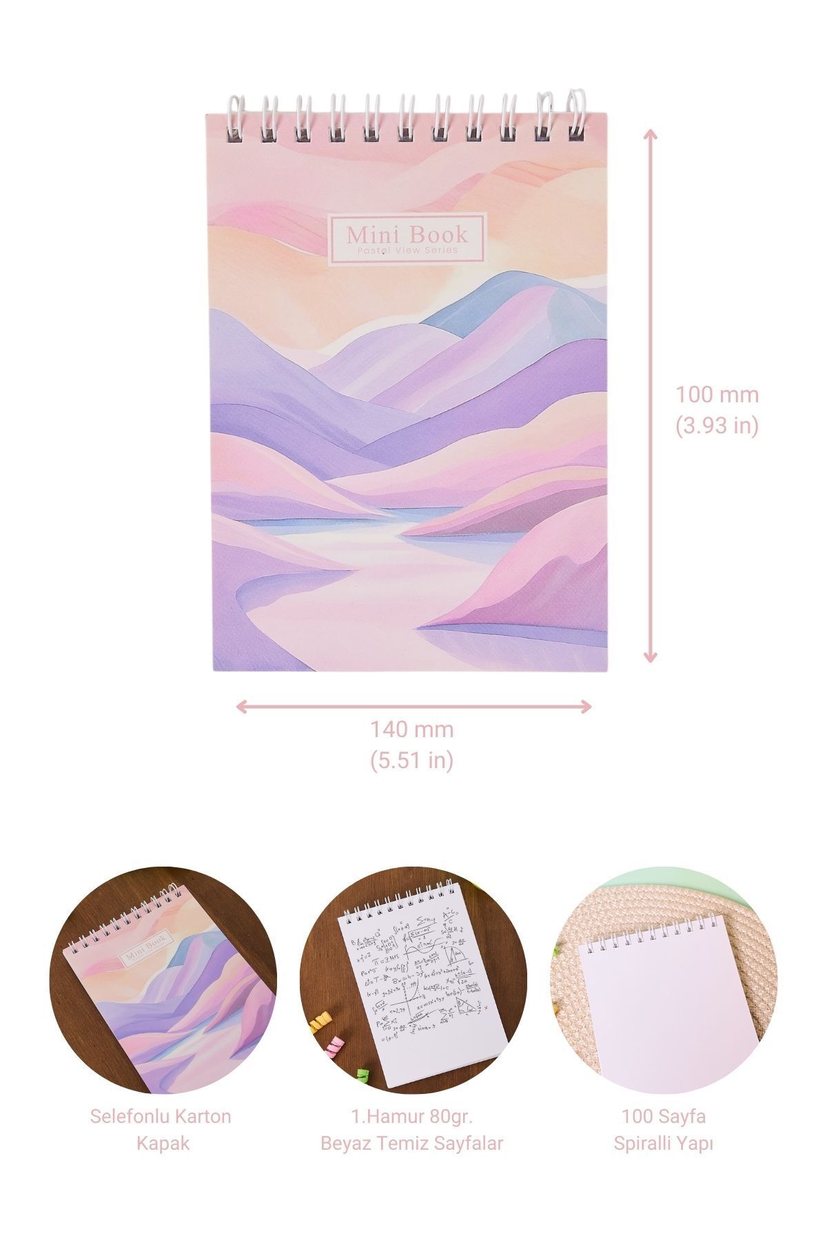 Copyder-Purple Pastel Landscape Printed Top Unlined 10X14Cm Small Pocket Size School Notebook 4