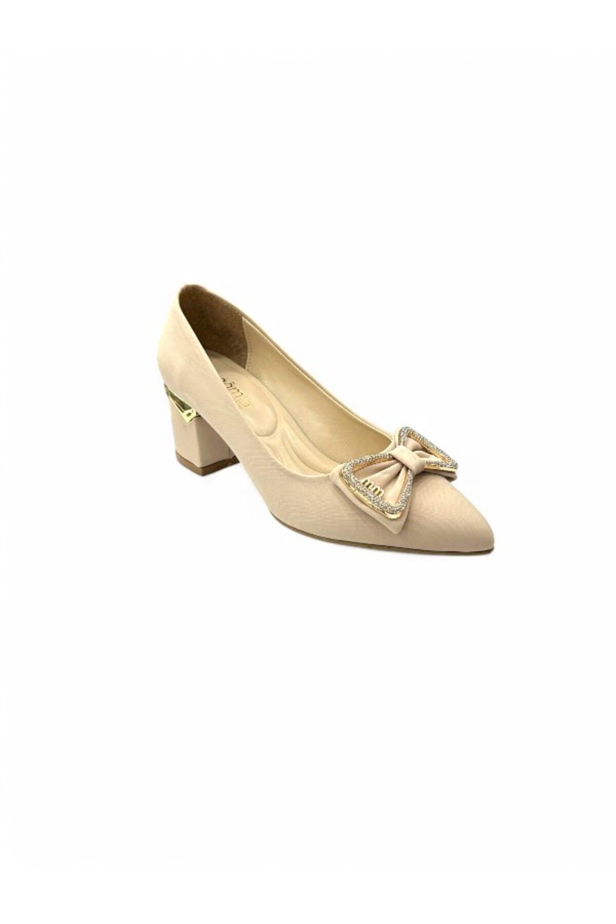 iskarpino-Cream Pointed Toe Low 5 cm Thick Heeled Classic Heeled Shoes 3