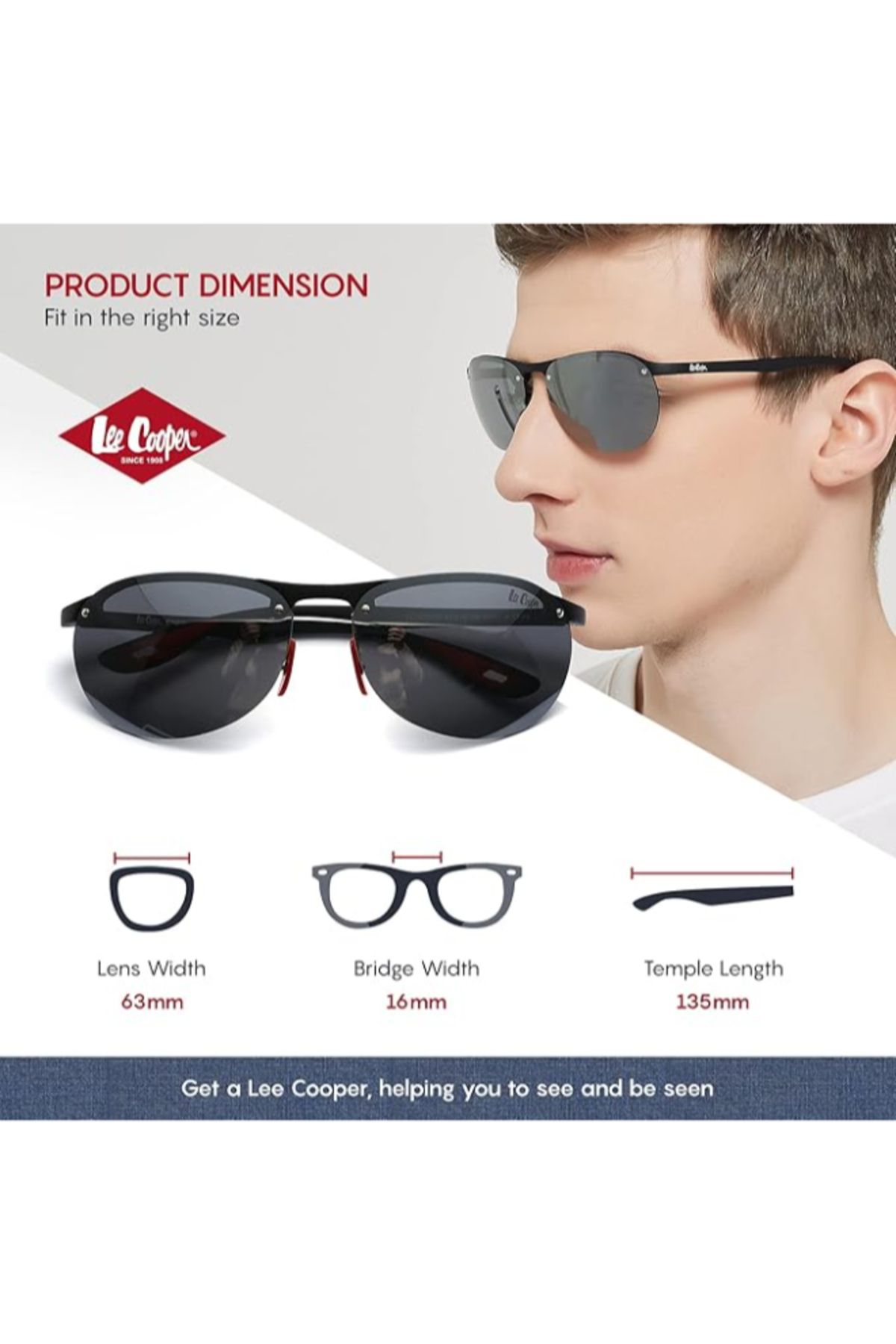 Lee Cooper-Men Polarized Sunglasses Matt Black  Mirror Lens - LC1020C03 6