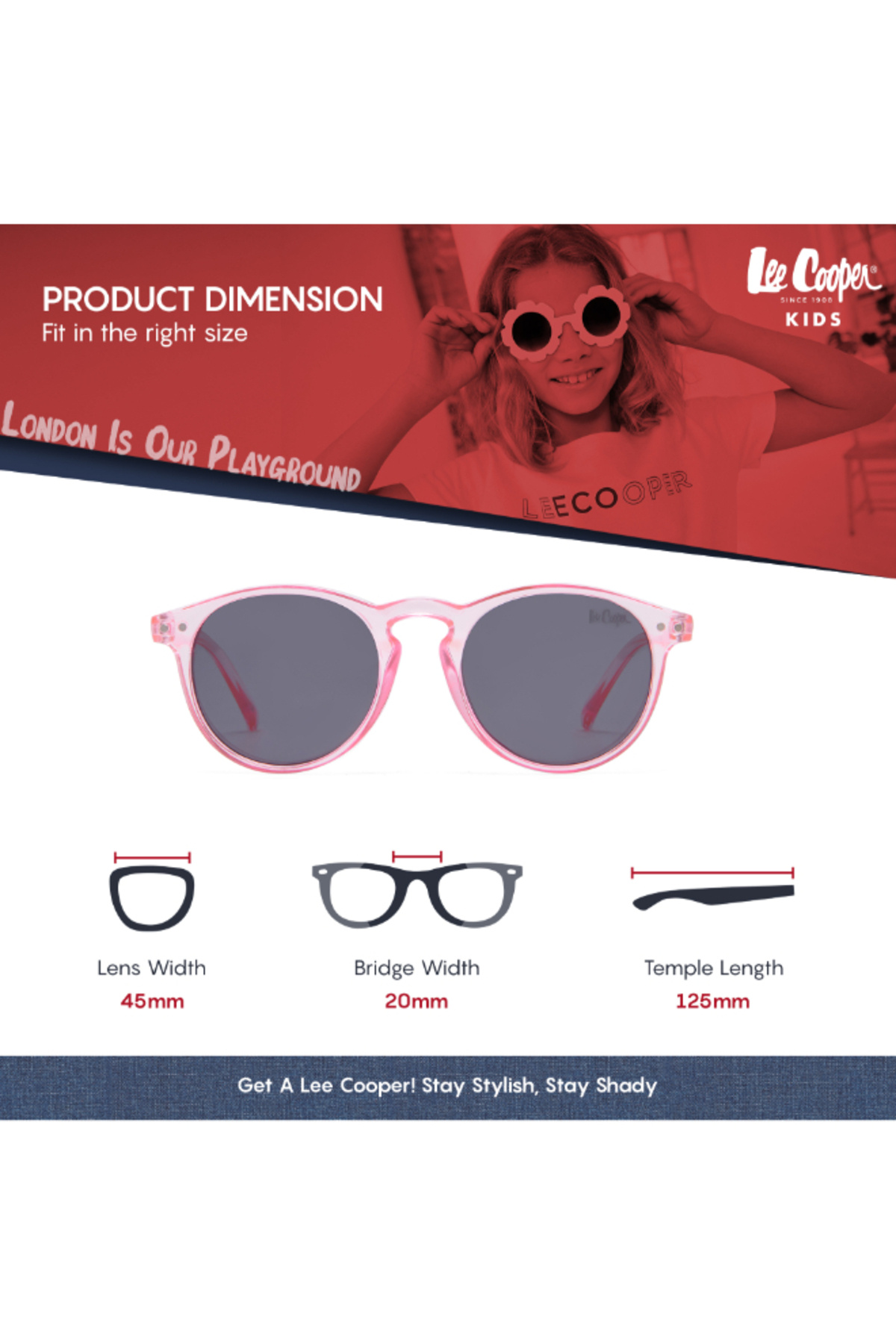 Lee Cooper-Kids Round Polarised Sunglasses Grey Lens -  LCK112C01 8