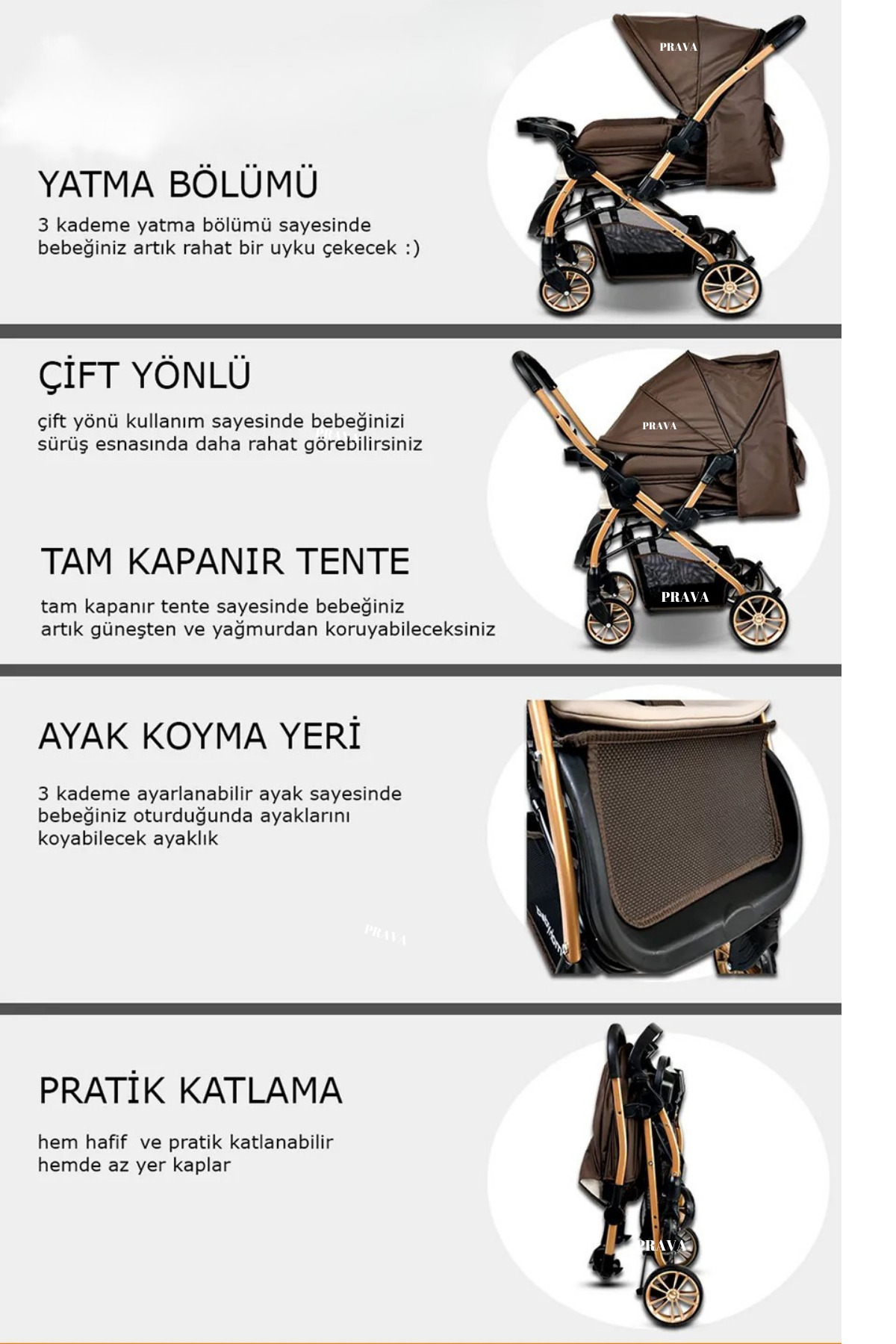 mamie Prava Lüks Mama Tablalı Çift Yönlü Bebek Arabası Yağmurluk fotoğrafı 3 (önizleme)