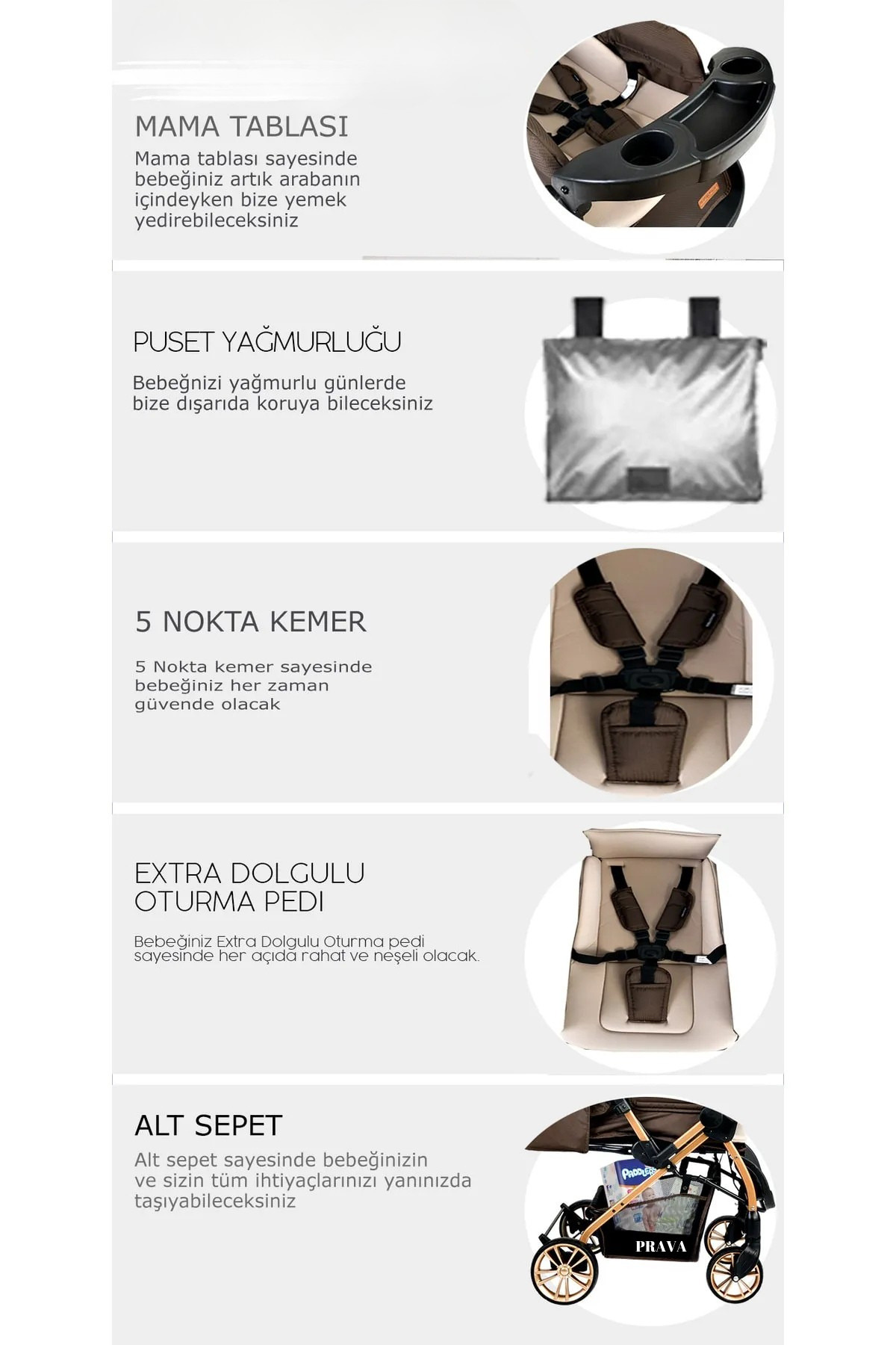 mamie Prava Lüks Mama Tablalı Çift Yönlü Bebek Arabası Yağmurluk fotoğrafı 4 (önizleme)