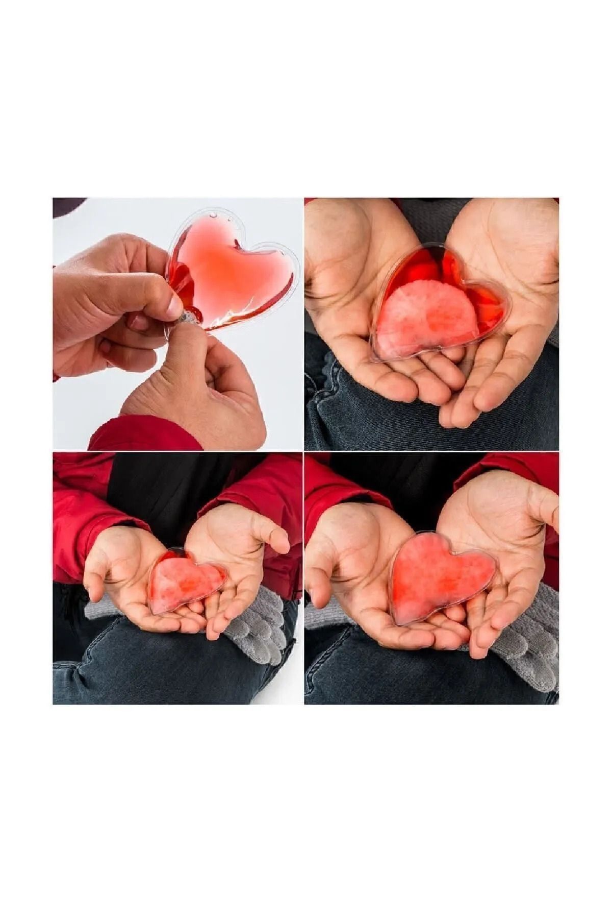 hediyeofisi 2 Adet Kalp Şeklinde Mini El Isıtıcı Dekoratif Hediyelik Mini Su Torbası