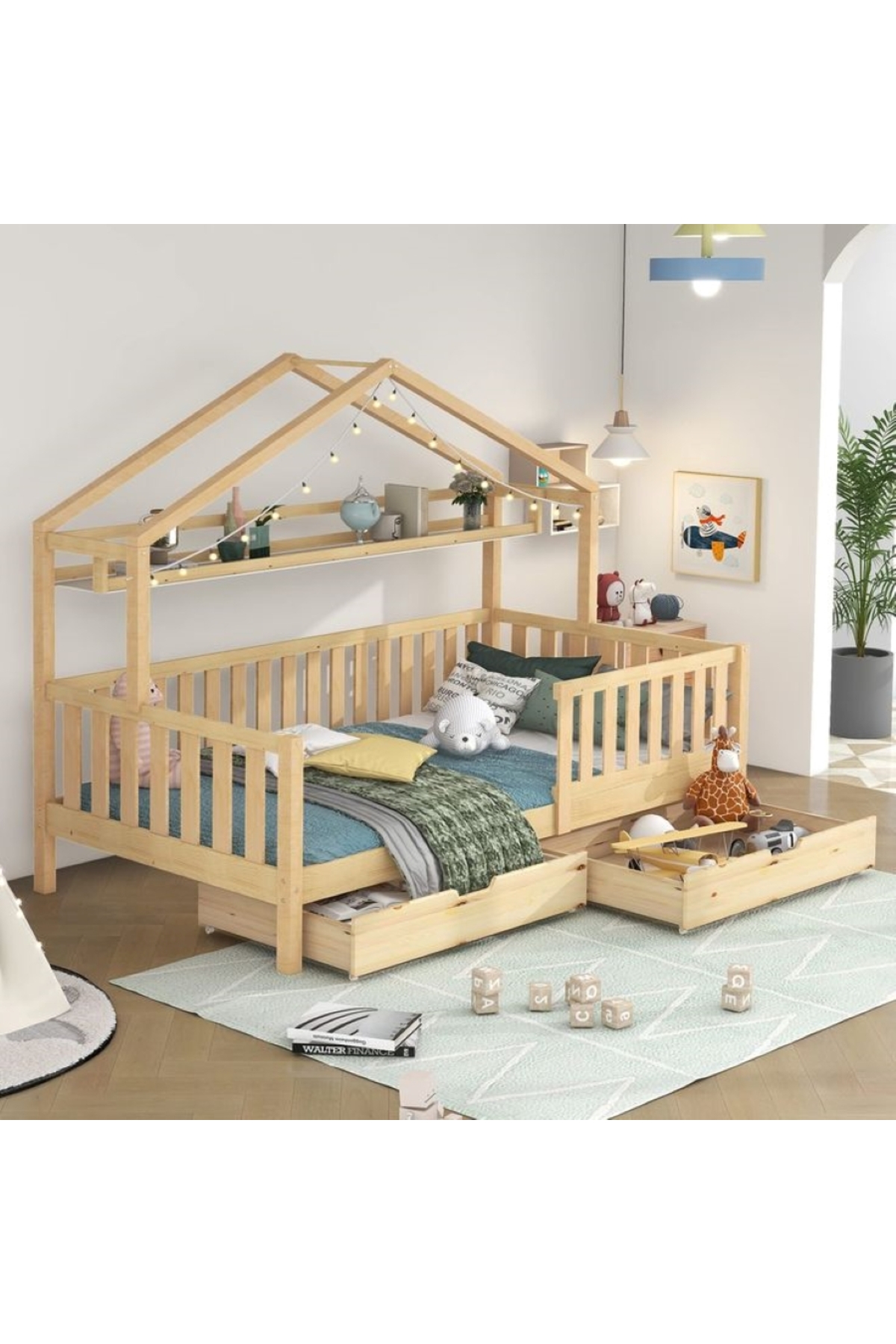 otantikdekorasyon Montessori Naturel Çocuk Yatağı 190x90 Çam Ağacı