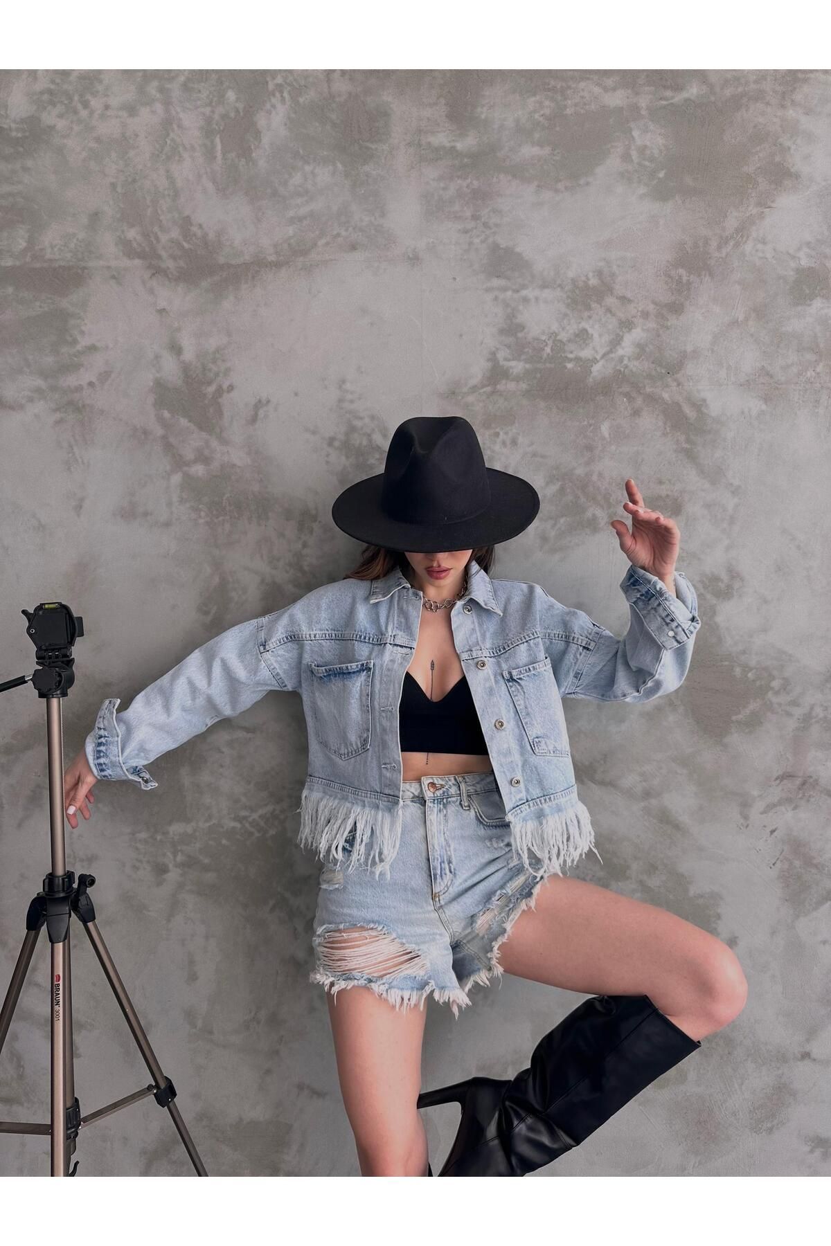 OEM Saçak Detaylı Denim Ceket