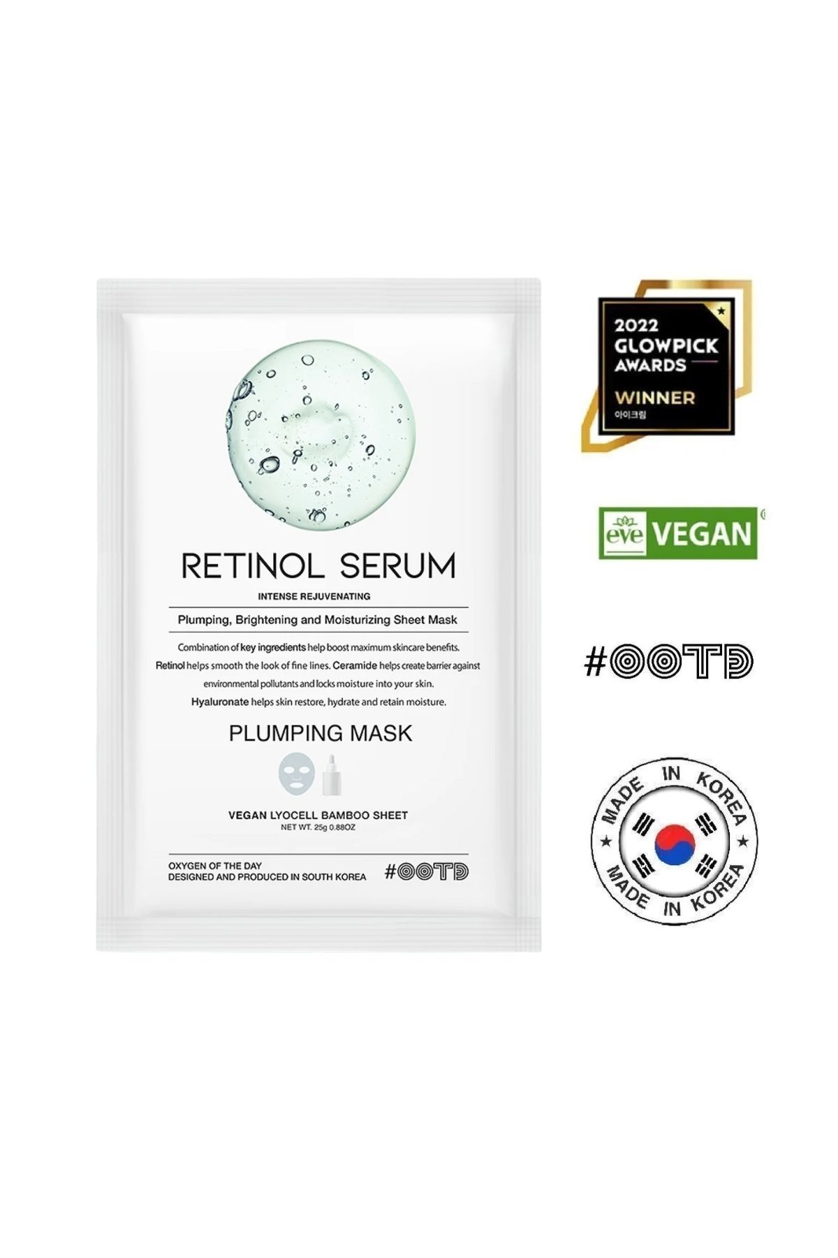 OOTD Retinol İçeren Canlandırıcı ve Aydınlatıcı Retinol Serum Plumping Mask Yüz Maskesi (2'li)