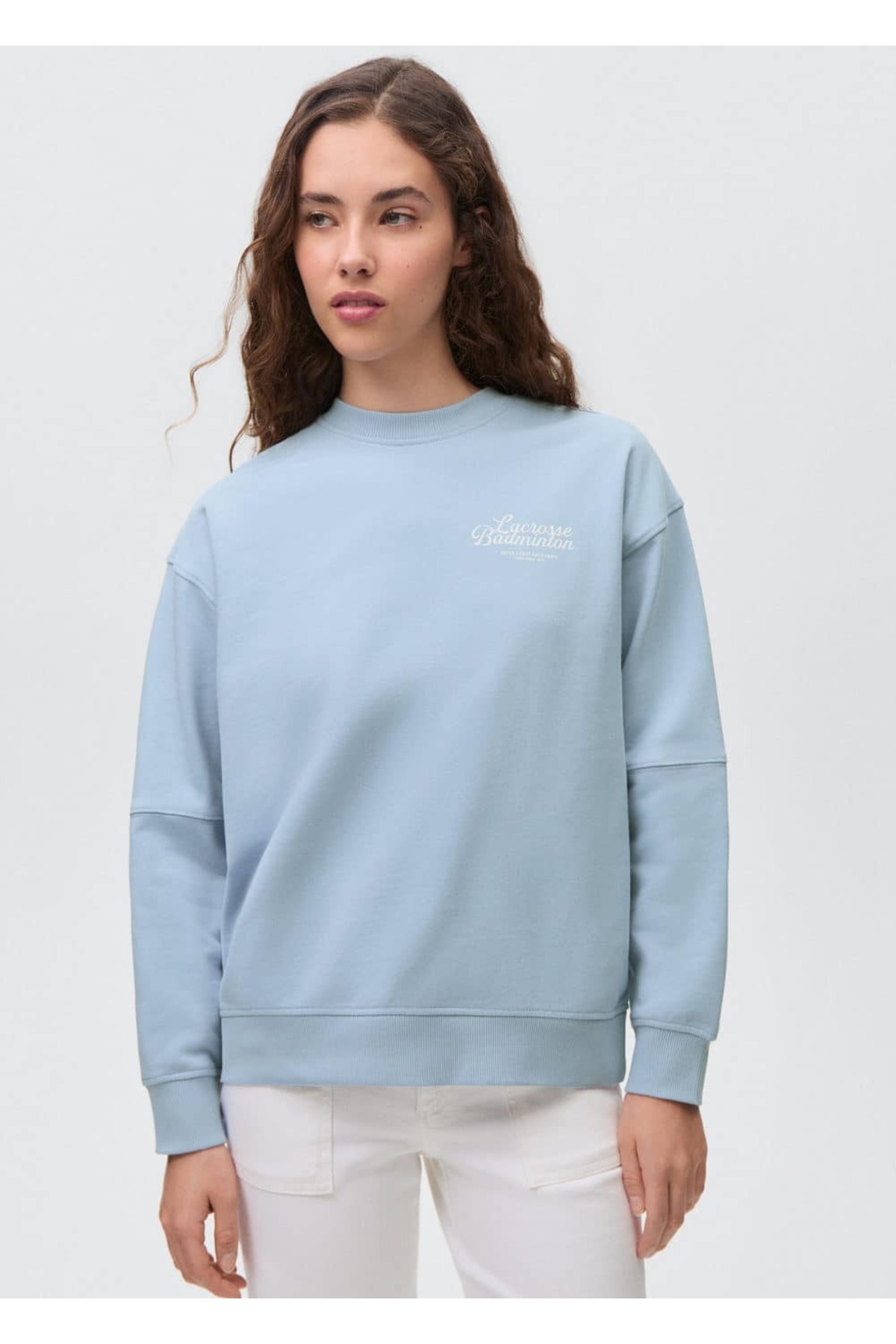 Desenli pamuklu mesajlı sweatshirt