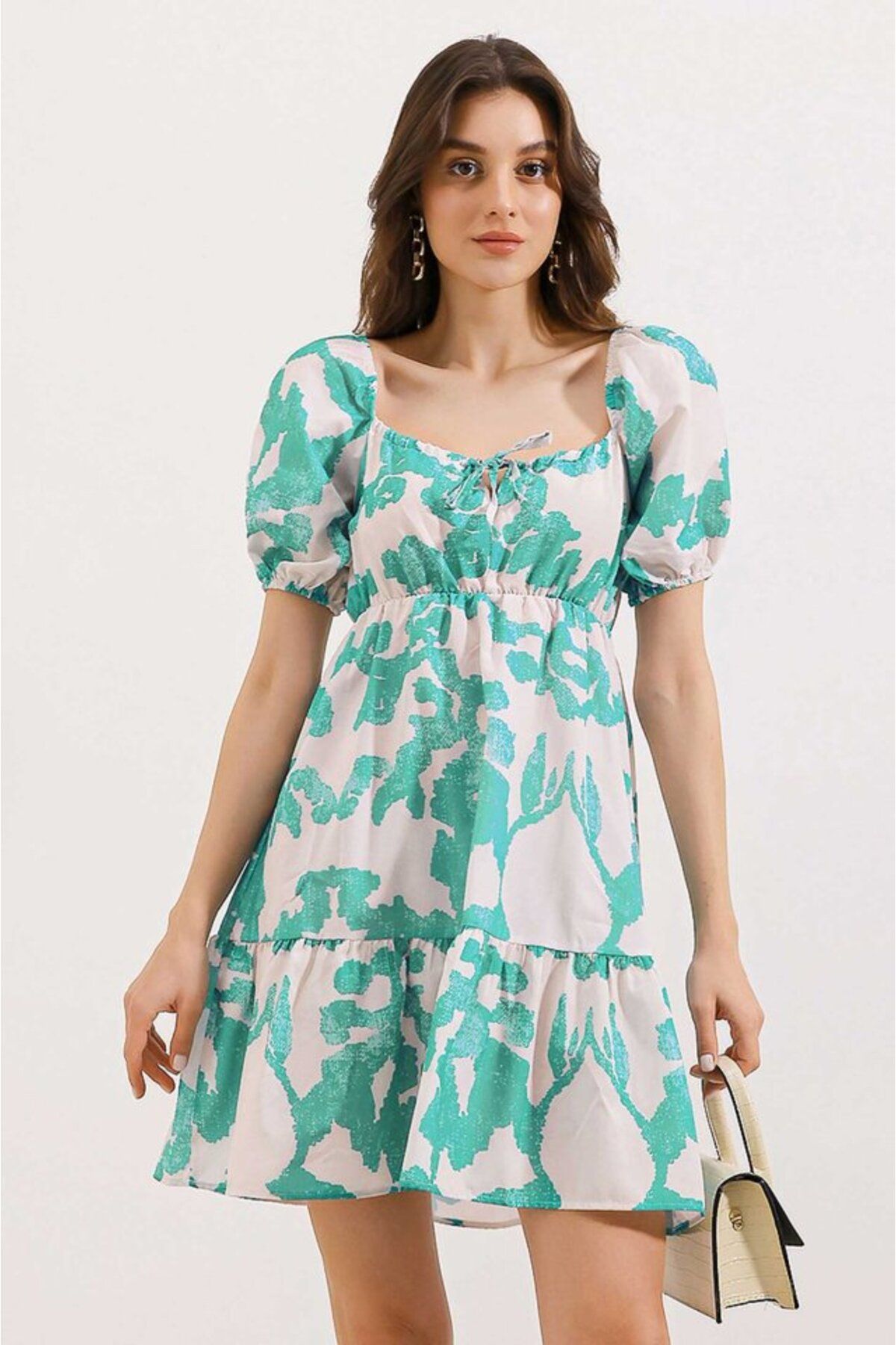 novafems 2351 Kloş Poplin Elbise - D. Mint