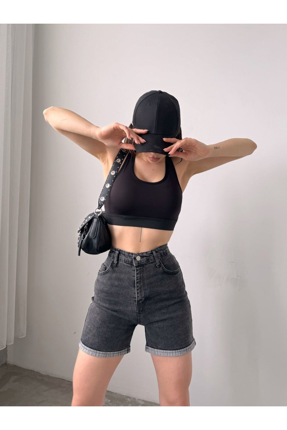 E-RICH Duble Paça Yıkamalı Denim Şort