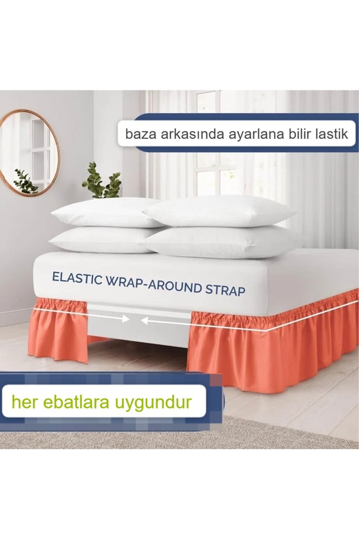 JANGEAR-Basis Ruffle Basis Skirt Double Single Bed Elastic Ruffle Complete Bed 3
