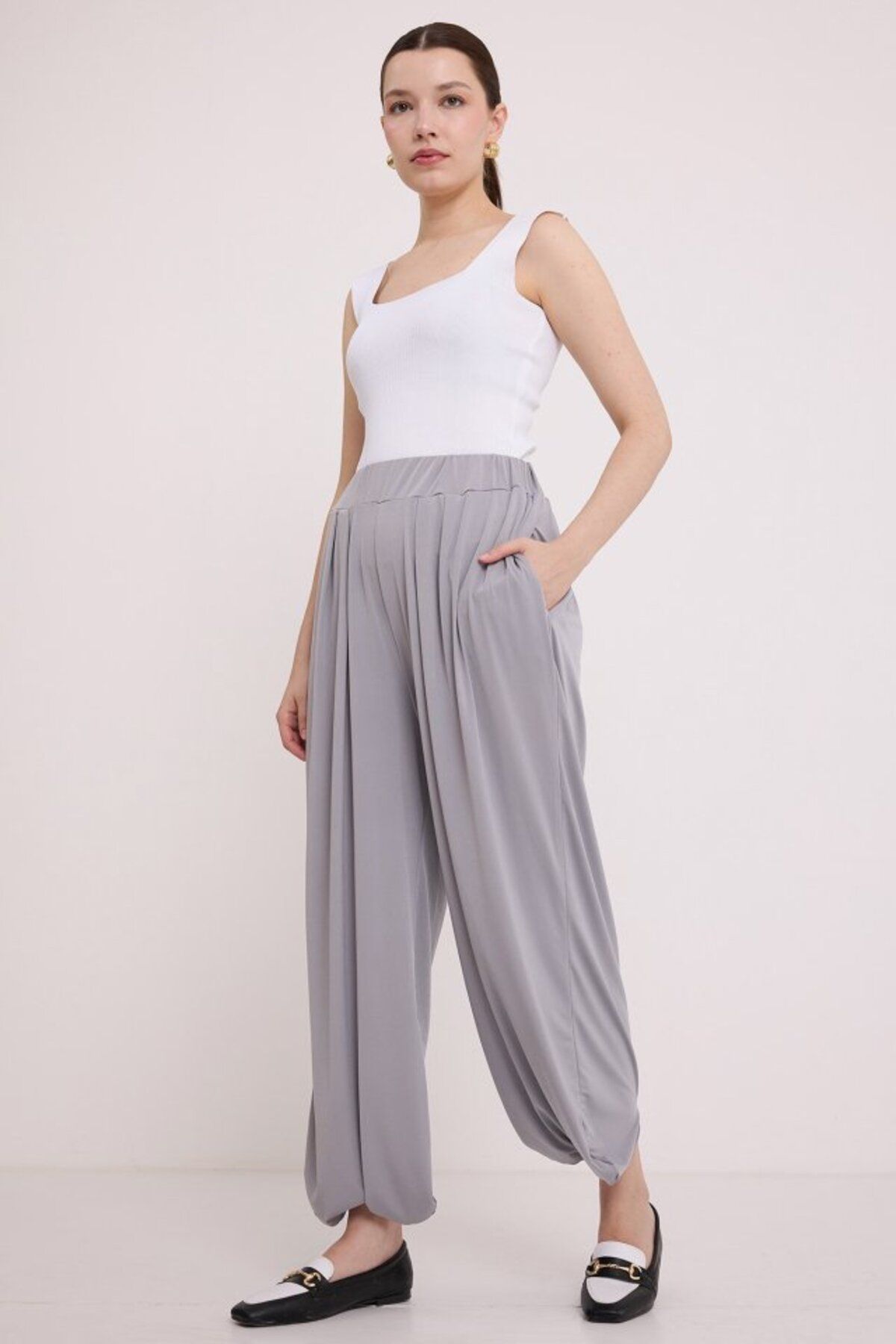 novafems Gri Şalvar Pantolon 6659