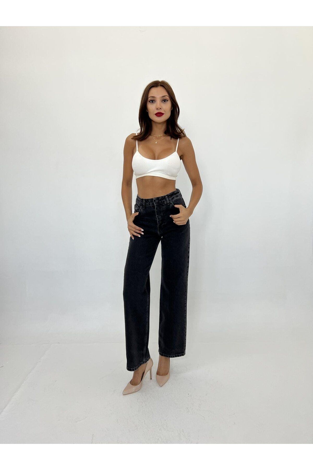 Meleners 5171 DENİM BUTTONED WIDE KEG-FÜME