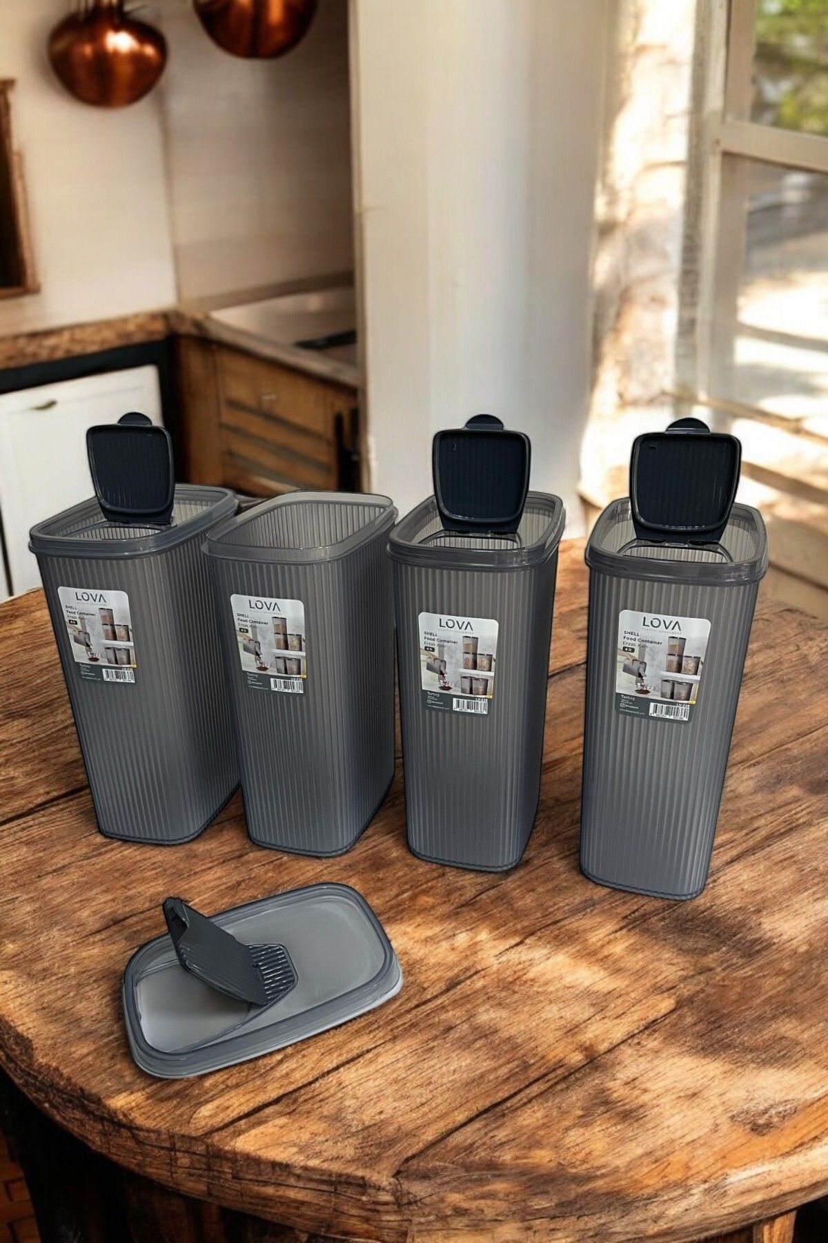 Hesaplı Kasa-Shell Food Container 4000 Ml, Anthracite, Set of 4 2