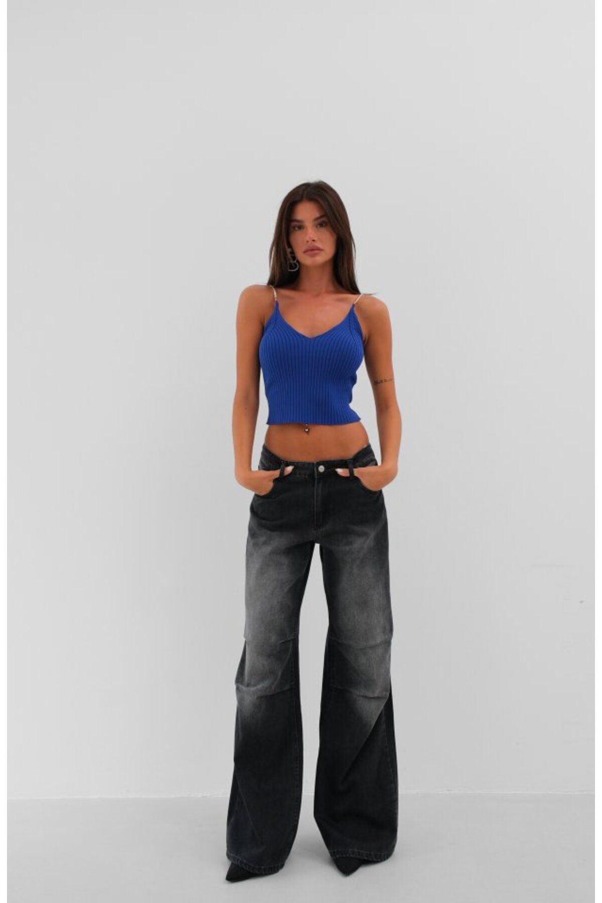 MHT STORE Taş Askılı Triko Bluz