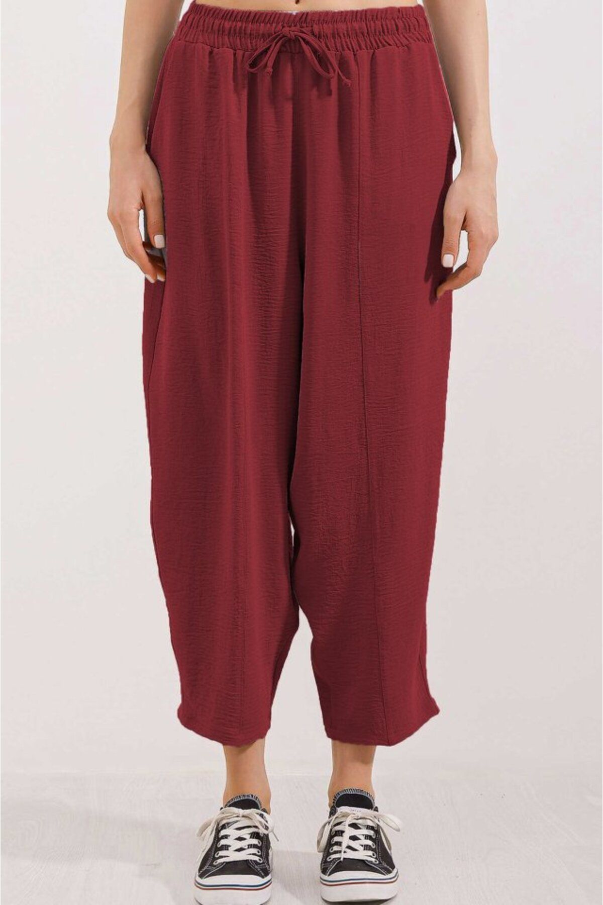 novafems 6591 Dokuma Şalvar Pantolon - Bordo