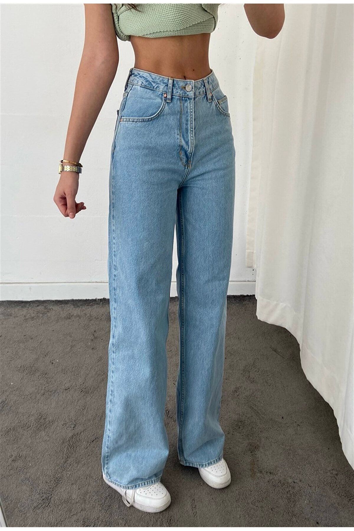 sion jeans Julia Milano (Aşk) Love 90's Kar Yıkama Likralı Süper Yüksek Bel Salaş Jeans Palazzo (NEW)