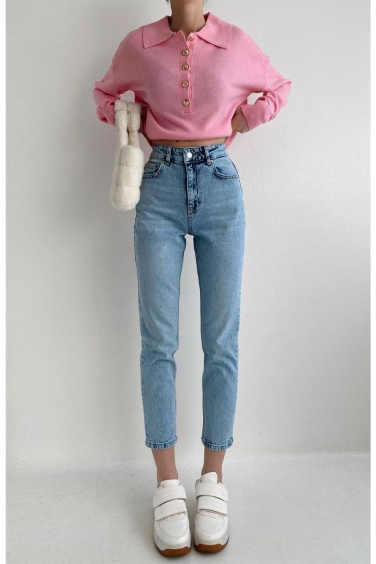 sion jeans Julia Milano Yüksek Bel Julia Tanya Mona Mavi Kar yıkama Mom Jean Kadın Boyfriend (tam kalıptır)