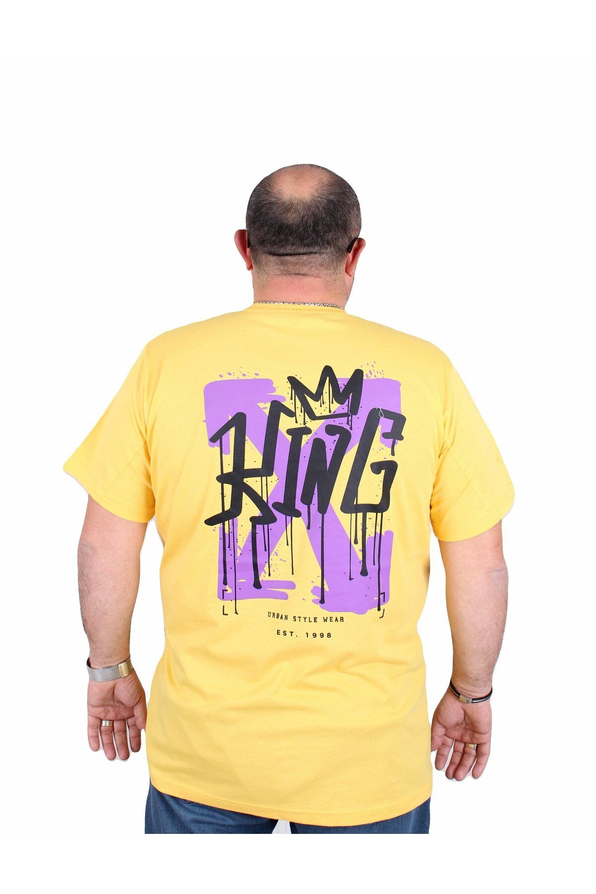 MocGrande-Men's Plus Size 0% Moxibustion T-Shirt King 25141 Yellow 2