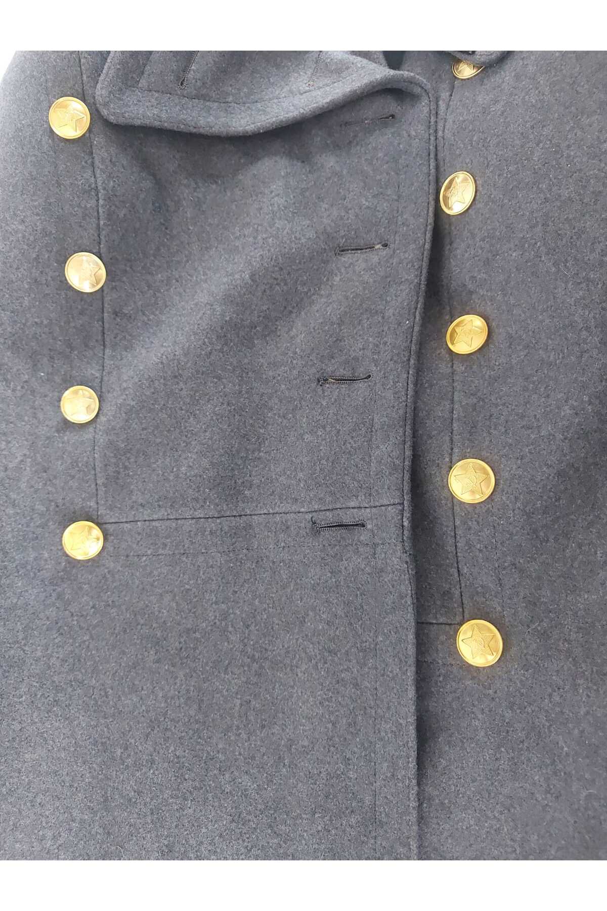 kho military design  Sovyet Dönemi Müh. Alb. Kaput Unisex (XL Beden) Füme Renk - Görsel 6