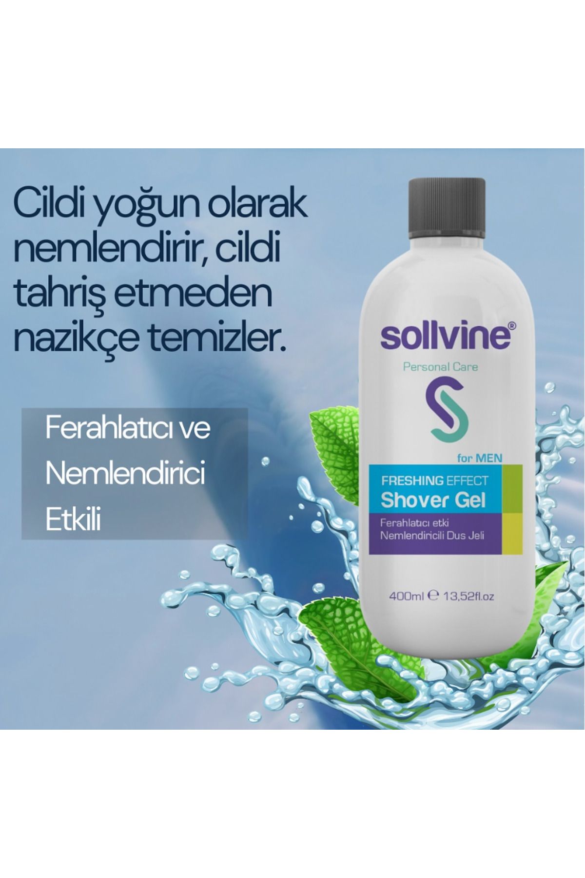 SOLLVINE FERAHLATICI ETKİLİ & NEMLENDİRİCİLİ DUŞ JELİ - FOR MEN