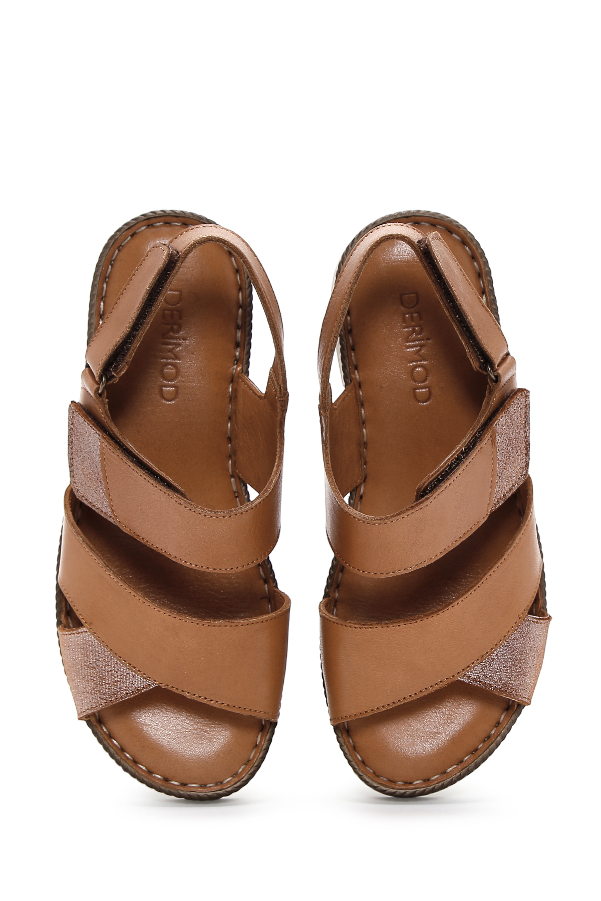 Derimod-Women's Tan Ankle Strap Leather Comfort Sandals 25Sfd 320418 5