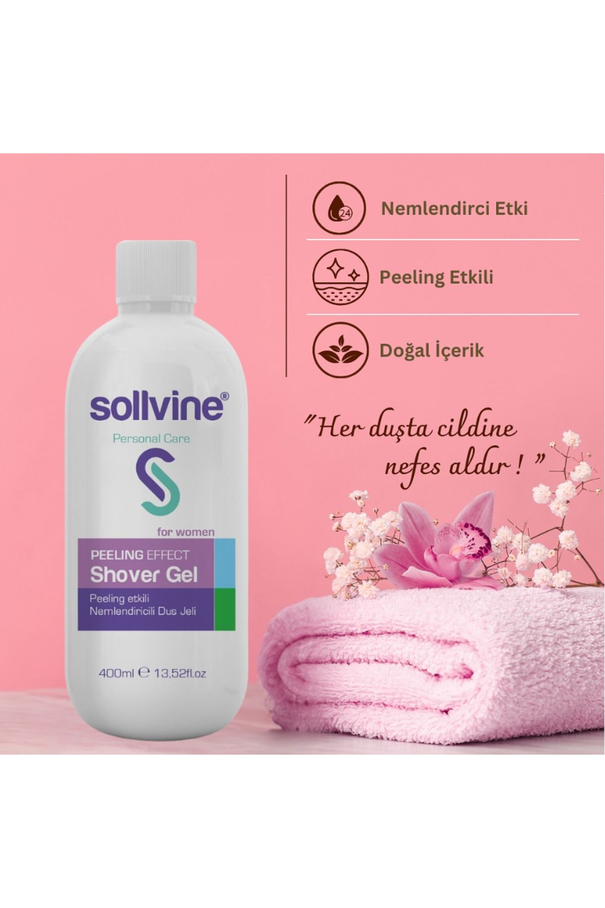 SOLLVINE PEELİNG ETKİLİ & NEMLENDİRİCİLİ DUŞ JELİ